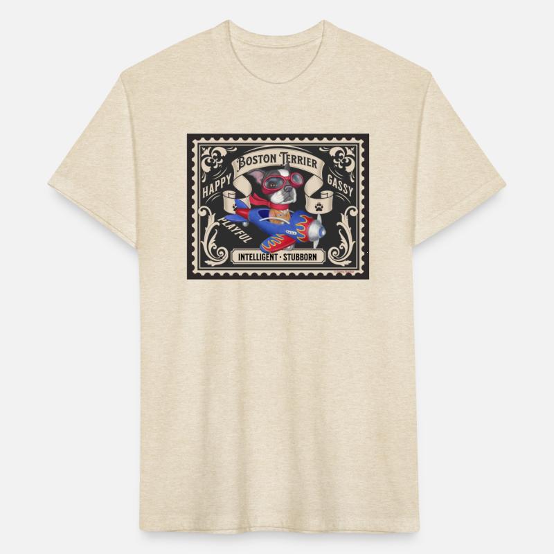 Cute Boston Terrier in Plane Stamp