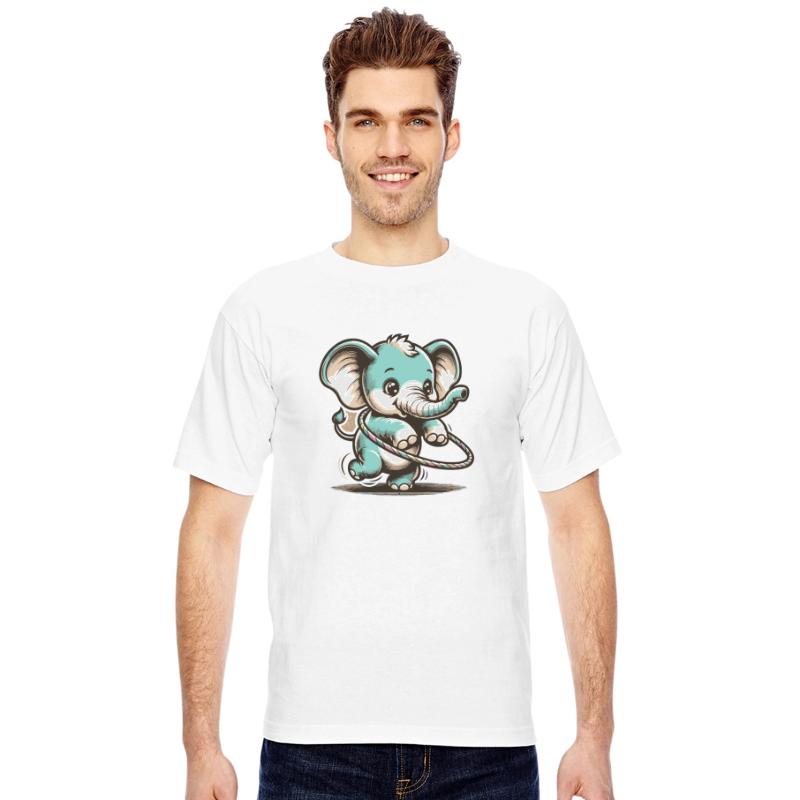 Cute cartoon elephant with hula hoop