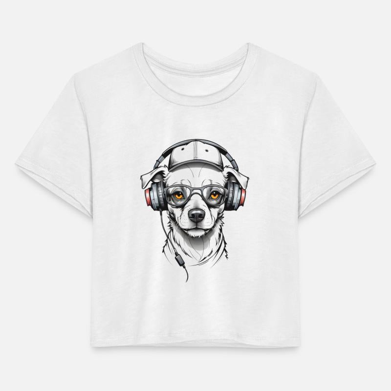 Cute dog with headphones