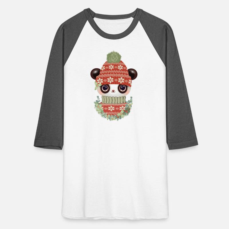 cute panda with sweater, bobble hat & wreath