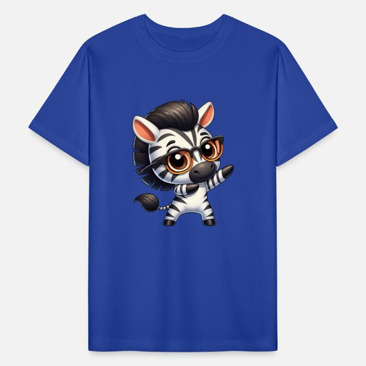 Cute zebra dabbing cartoon nerd glasses safari