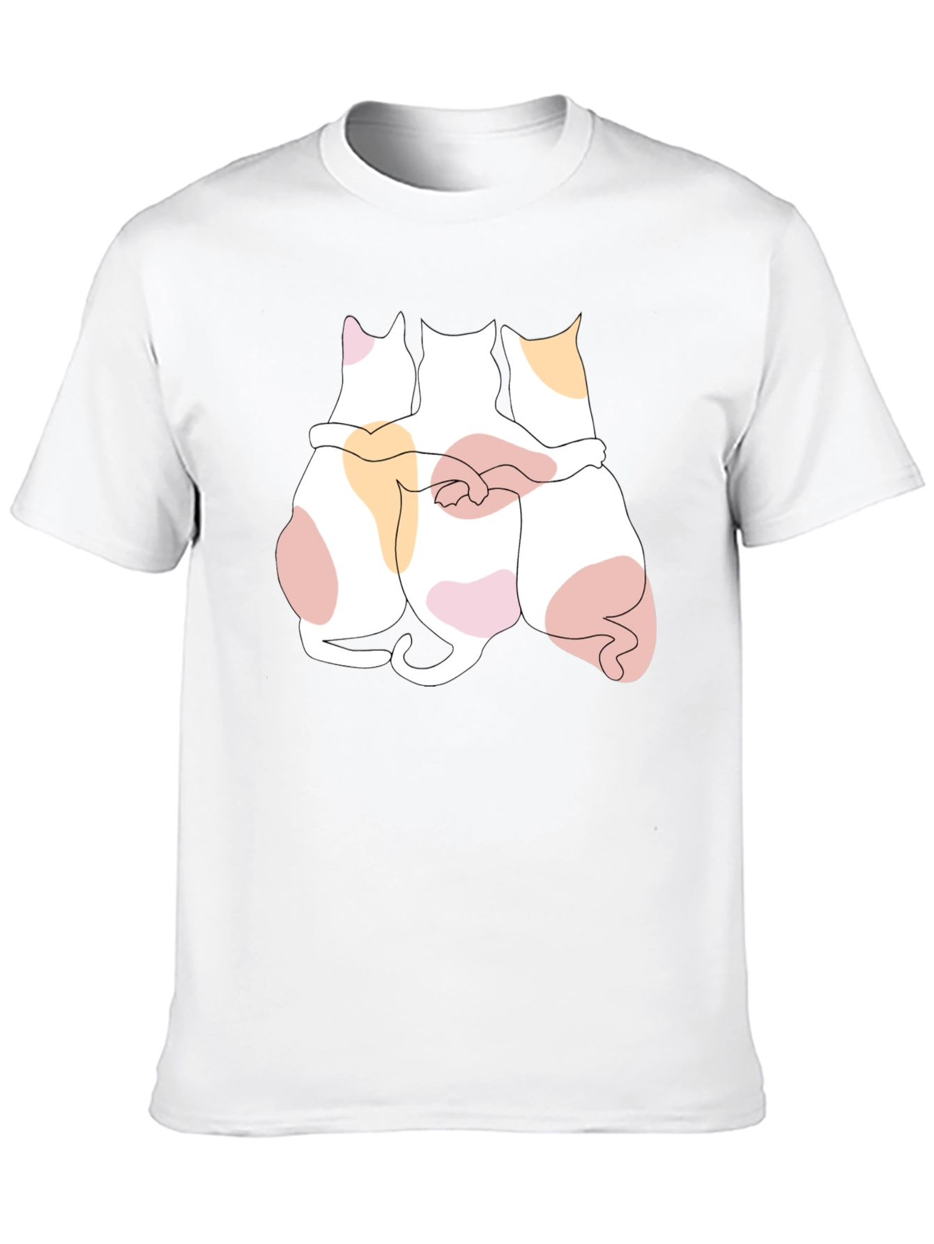 Cats Hugging Graphic Black T-Shirt