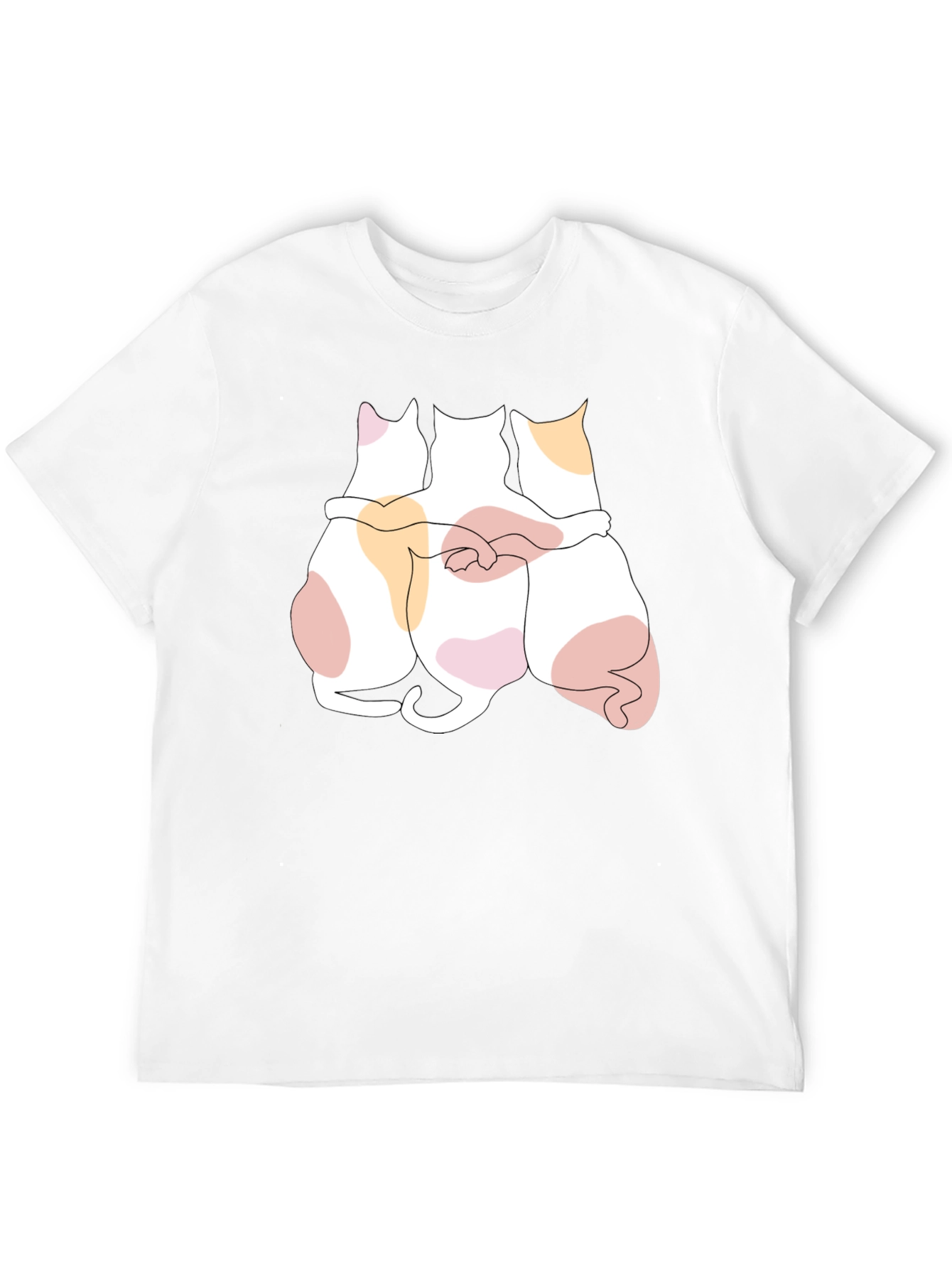 Cats Hugging Graphic Black T-Shirt