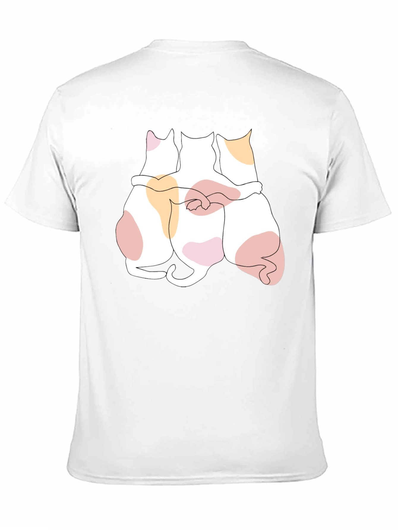 Cats Hugging Graphic Black T-Shirt