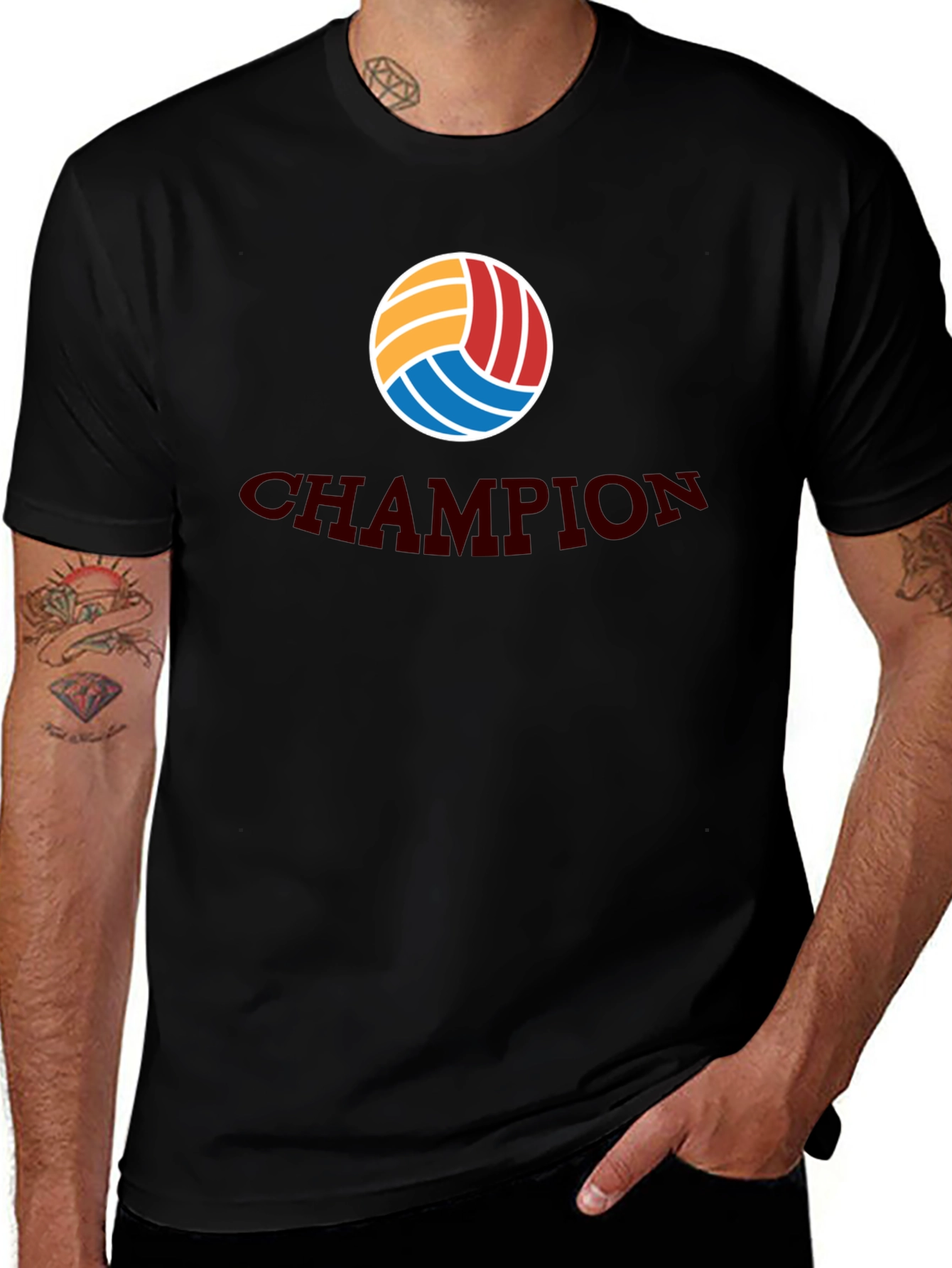 Volleyball Champion Graphic Tee - Black