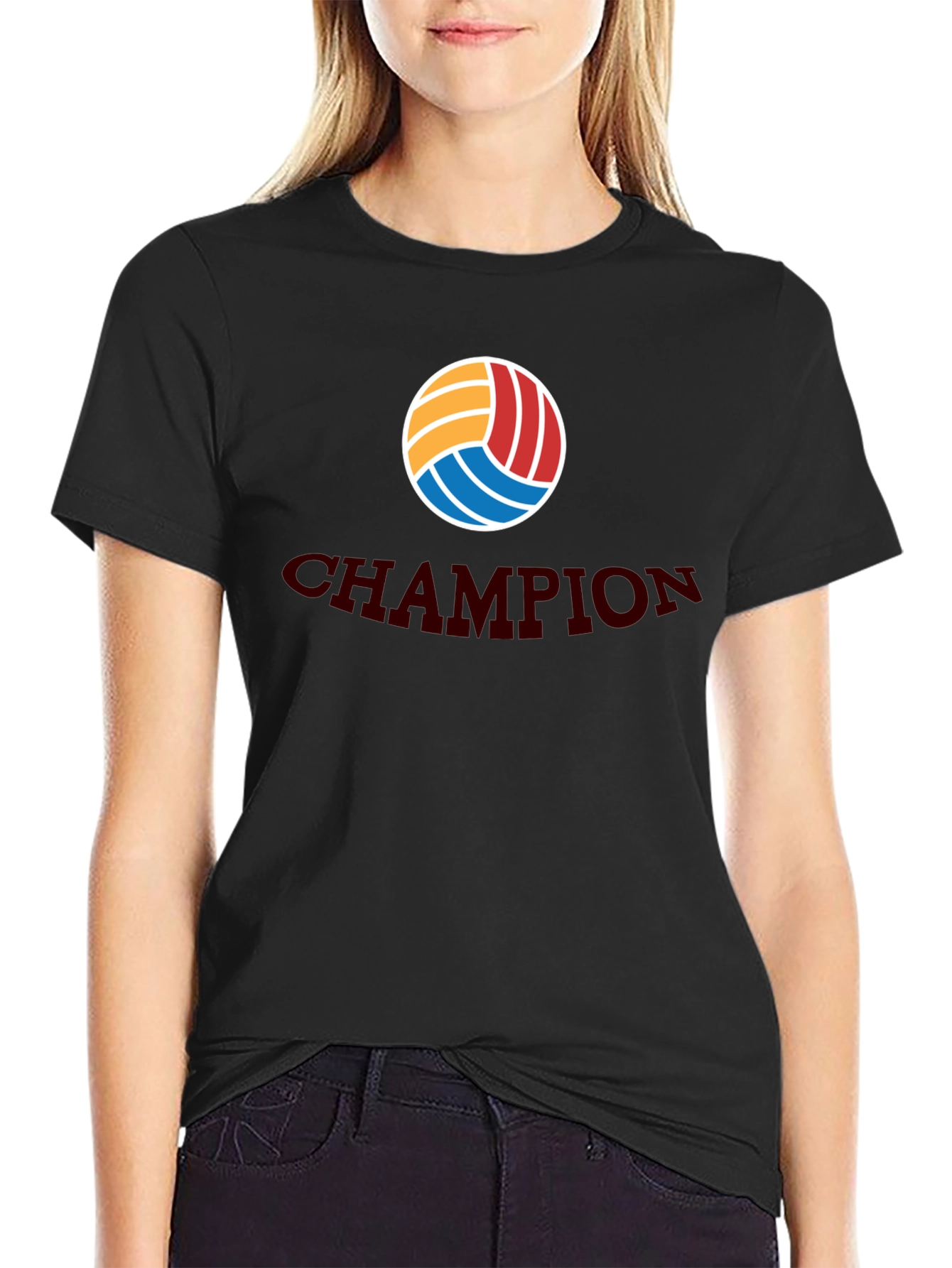 Volleyball Champion Graphic Tee - Black