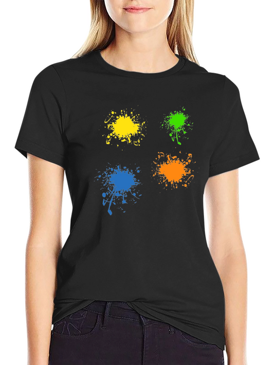 Colorful Splatter Print Crew Neck T-Shirt