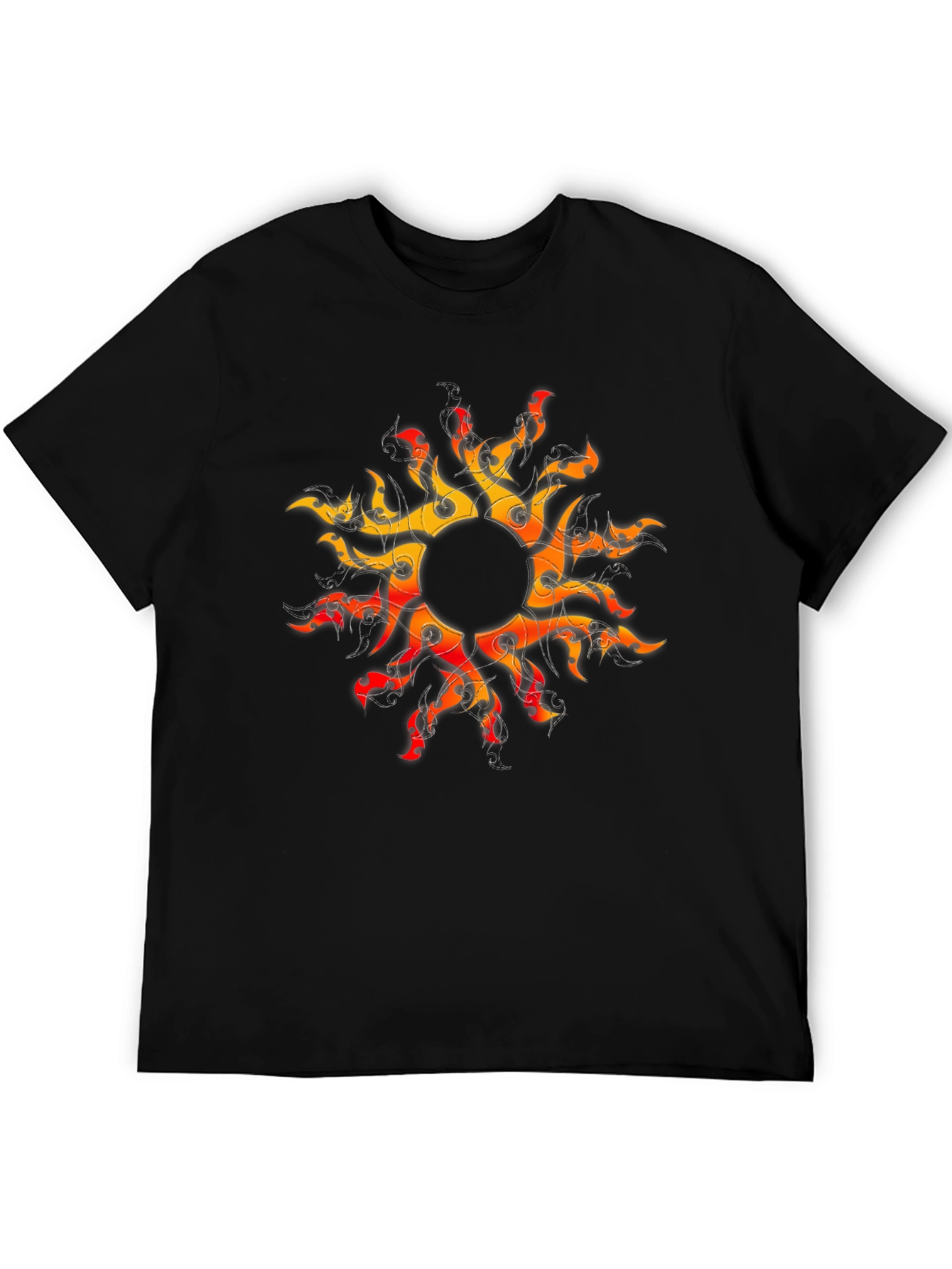 Fiery Sun Graphic Black T-Shirt