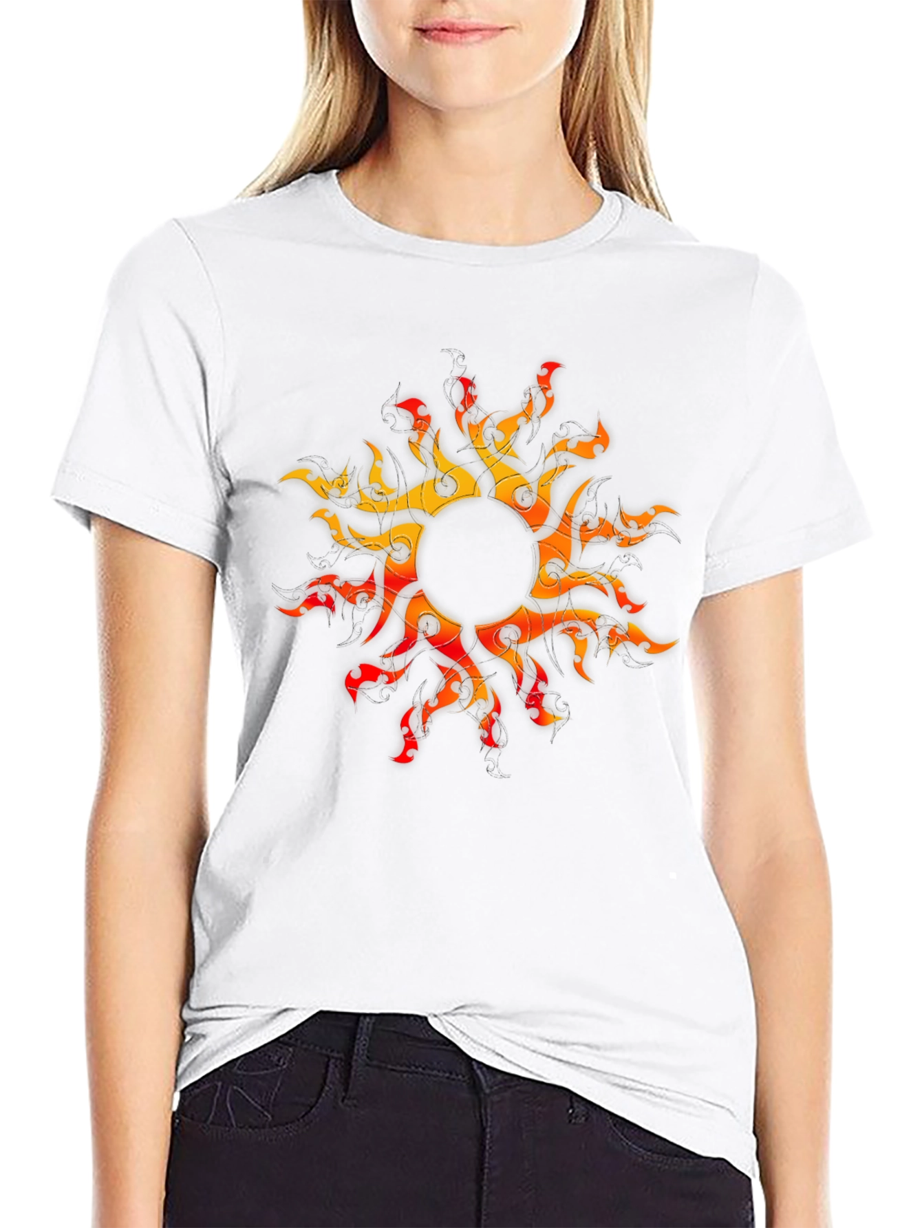 Fiery Sun Graphic Black T-Shirt