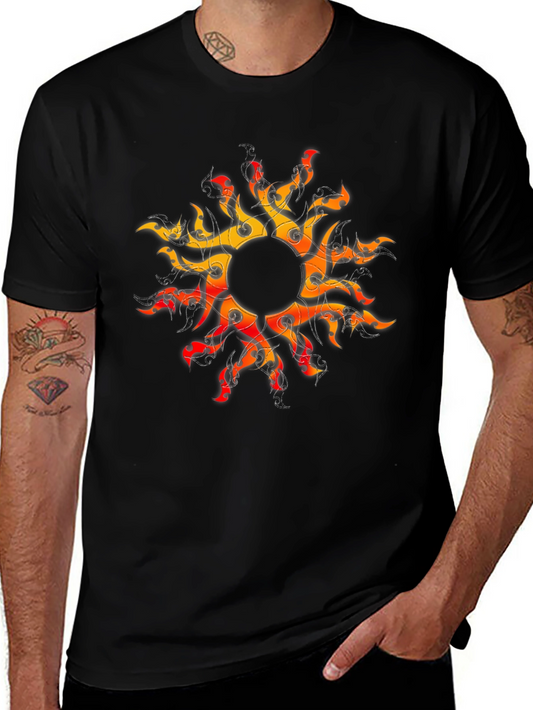 Fiery Sun Graphic Black T-Shirt