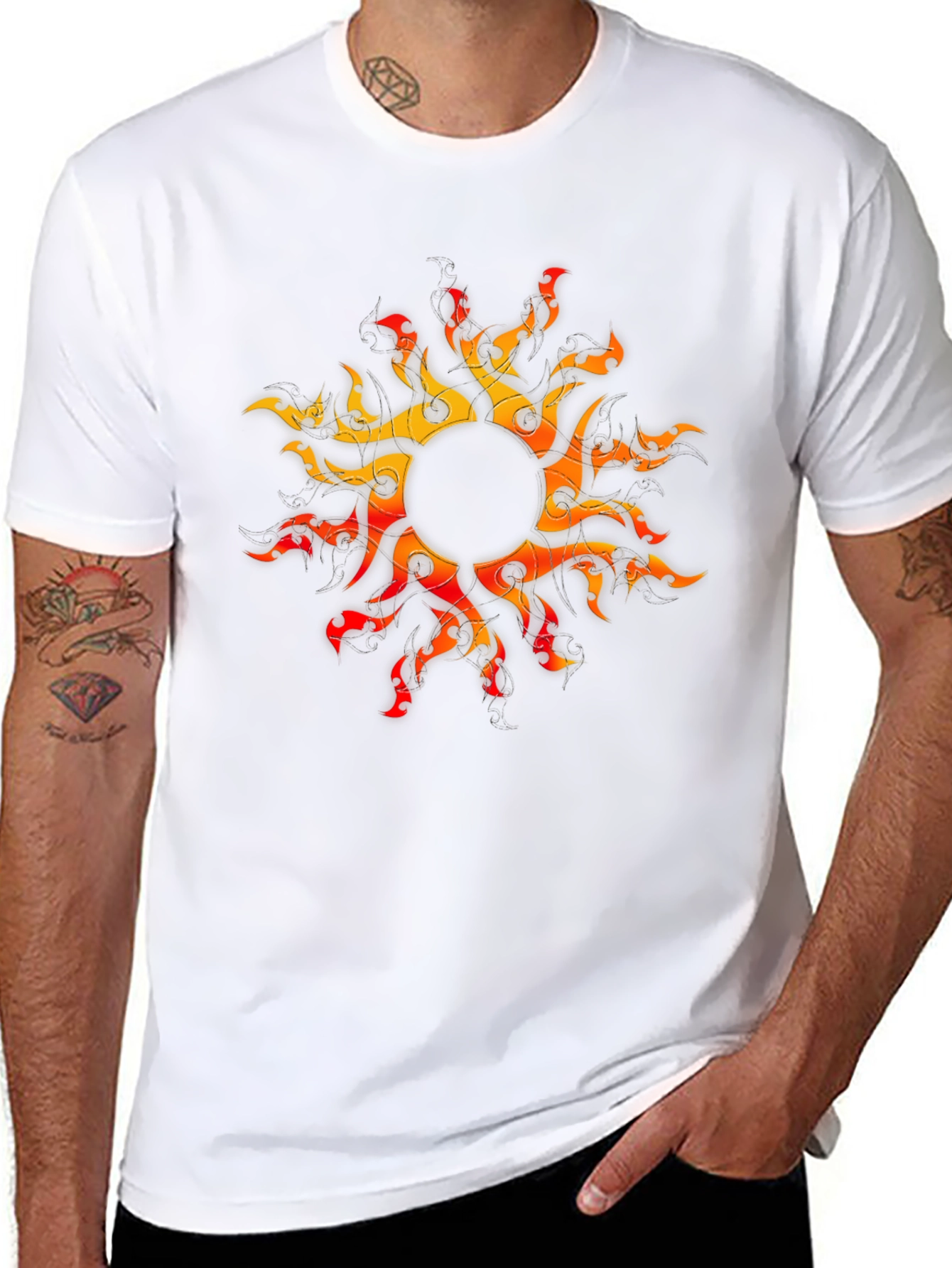 Fiery Sun Graphic Black T-Shirt