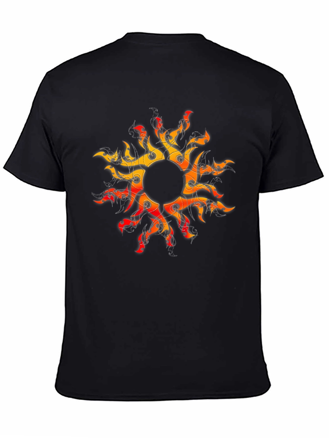 Fiery Sun Graphic Black T-Shirt