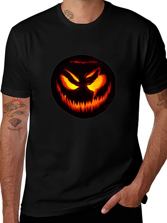 Halloween Pumpkin Scary Face Black T-Shirt