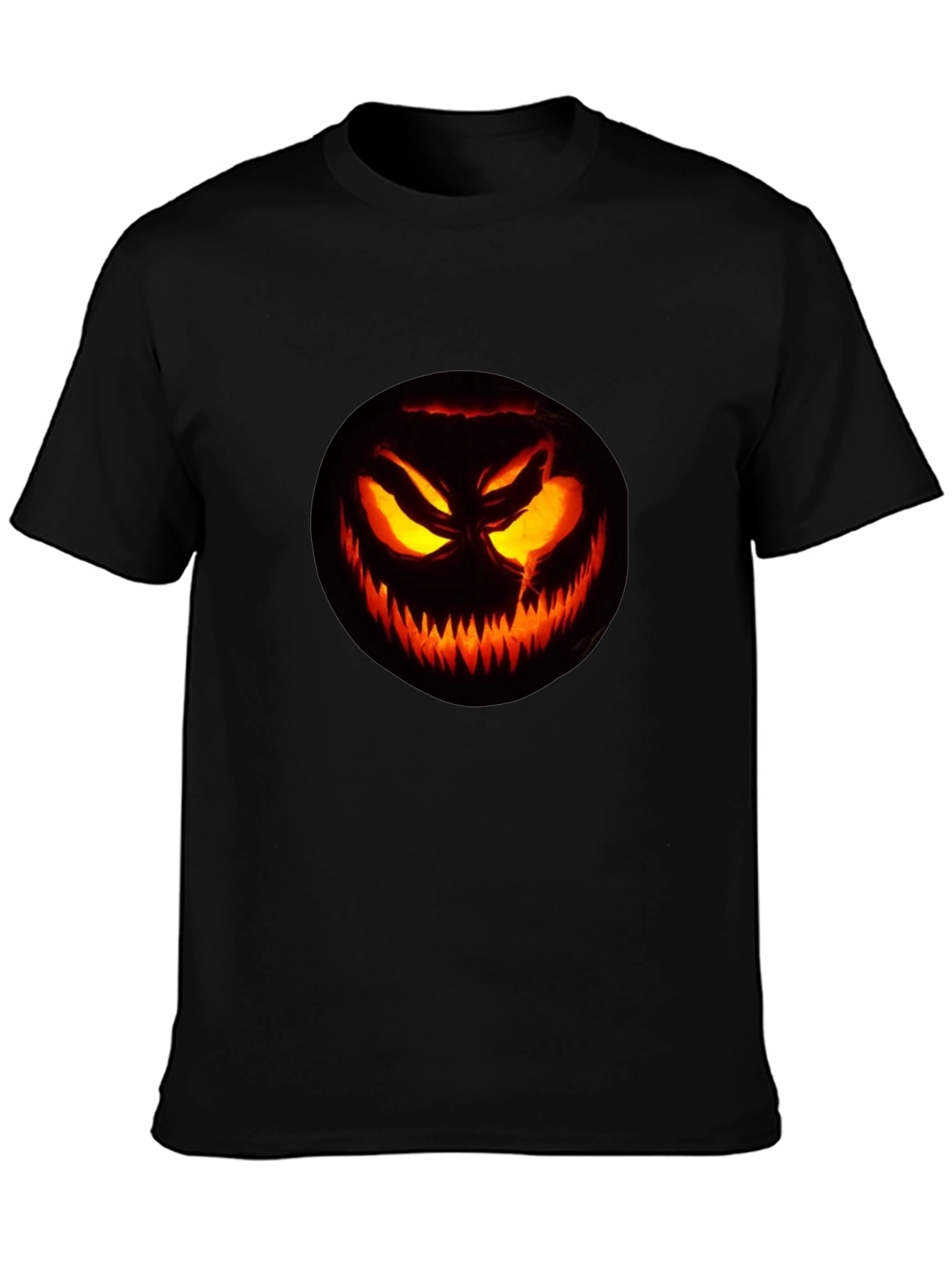 Halloween Pumpkin Scary Face Black T-Shirt