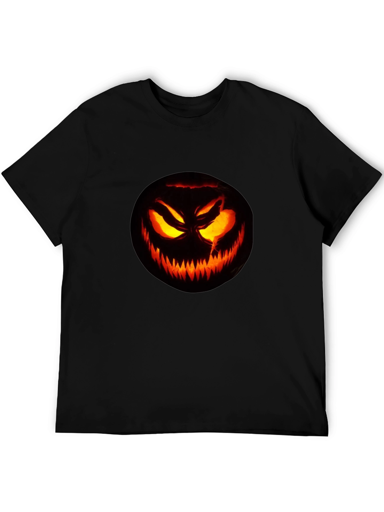 Halloween Pumpkin Scary Face Black T-Shirt