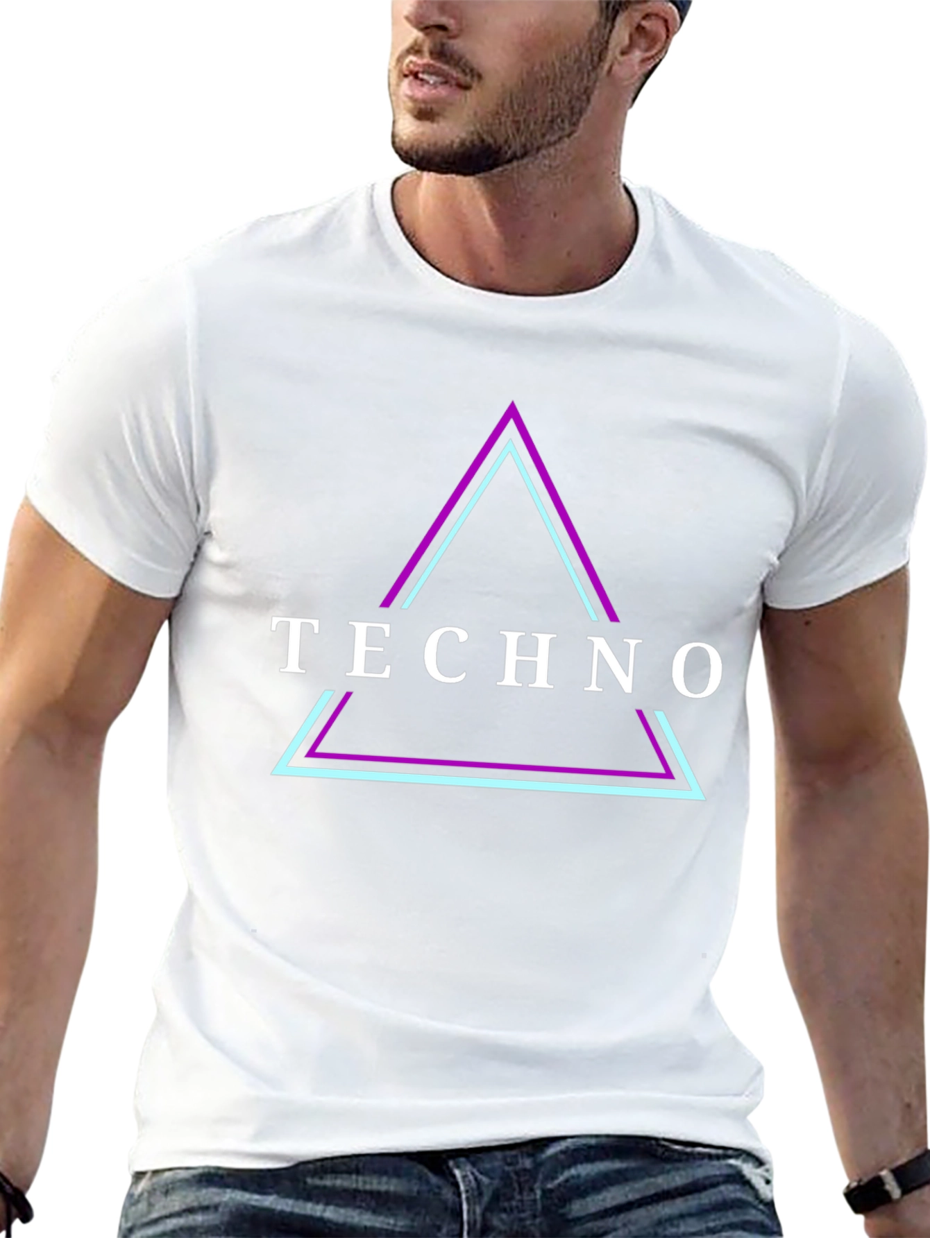 Techno Triangle Graphic Tee - Stylish Black T-Shirt