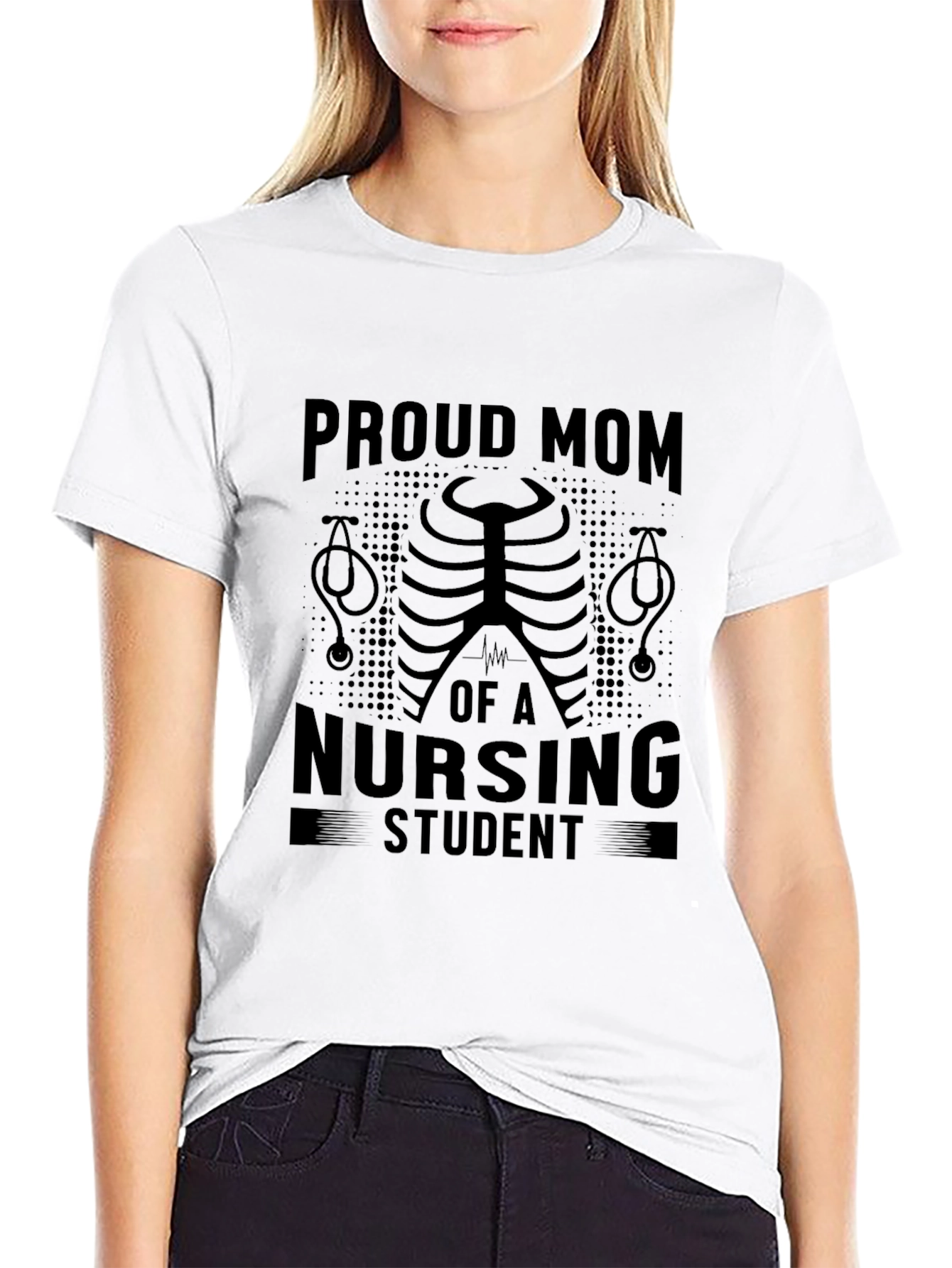 Proud Mom of a Nursing Student Black T-Shirt