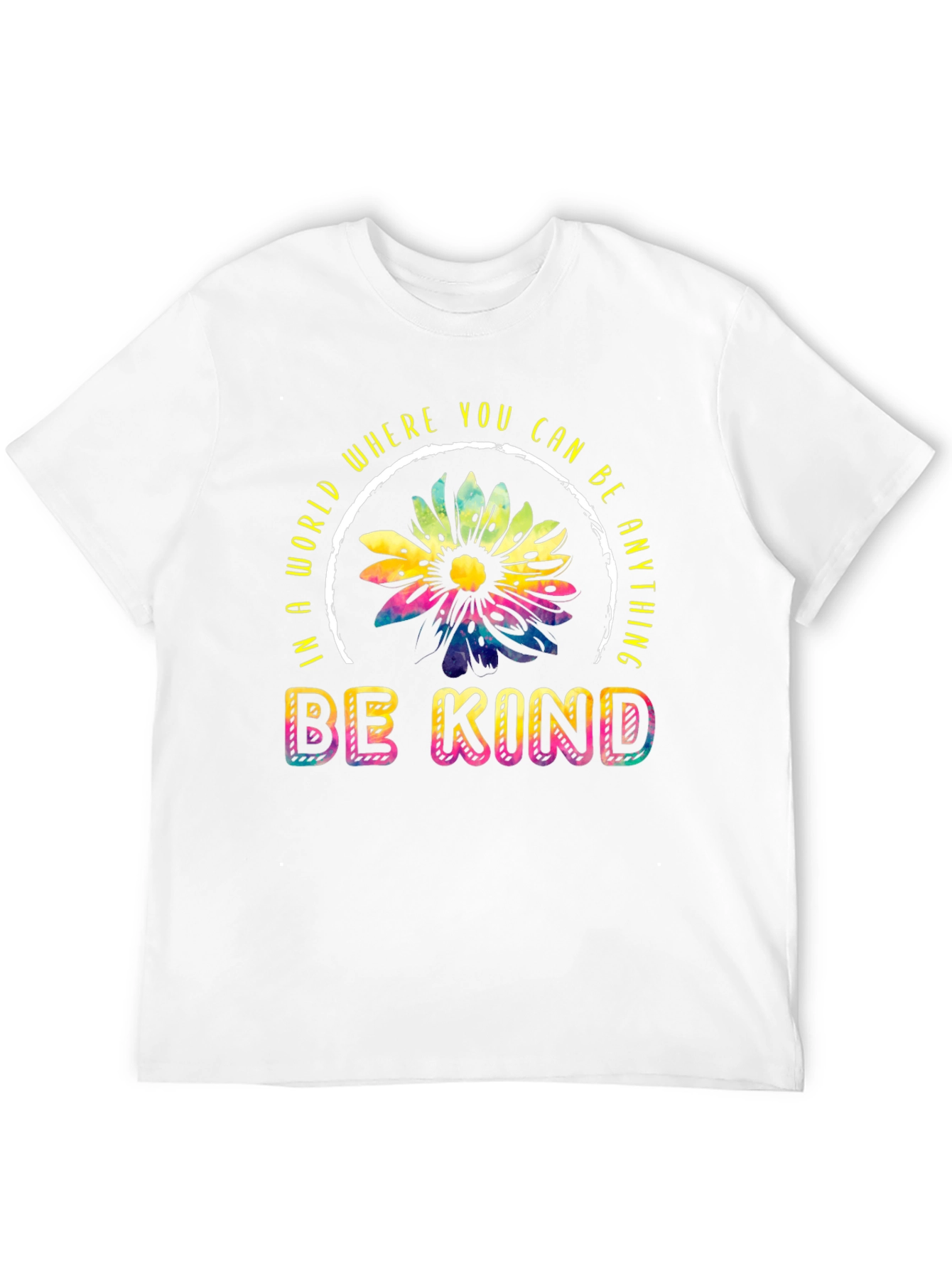 Be Kind T-Shirt - Rainbow Sunflower Design