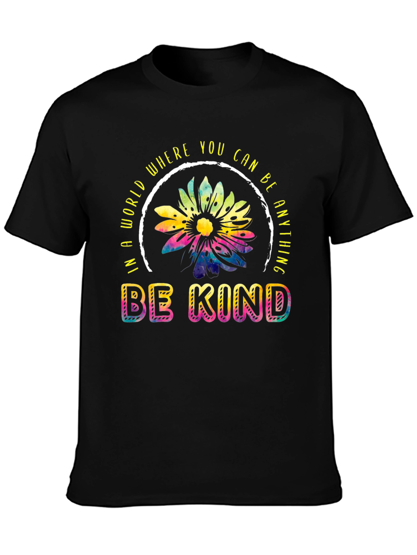 Be Kind T-Shirt - Rainbow Sunflower Design