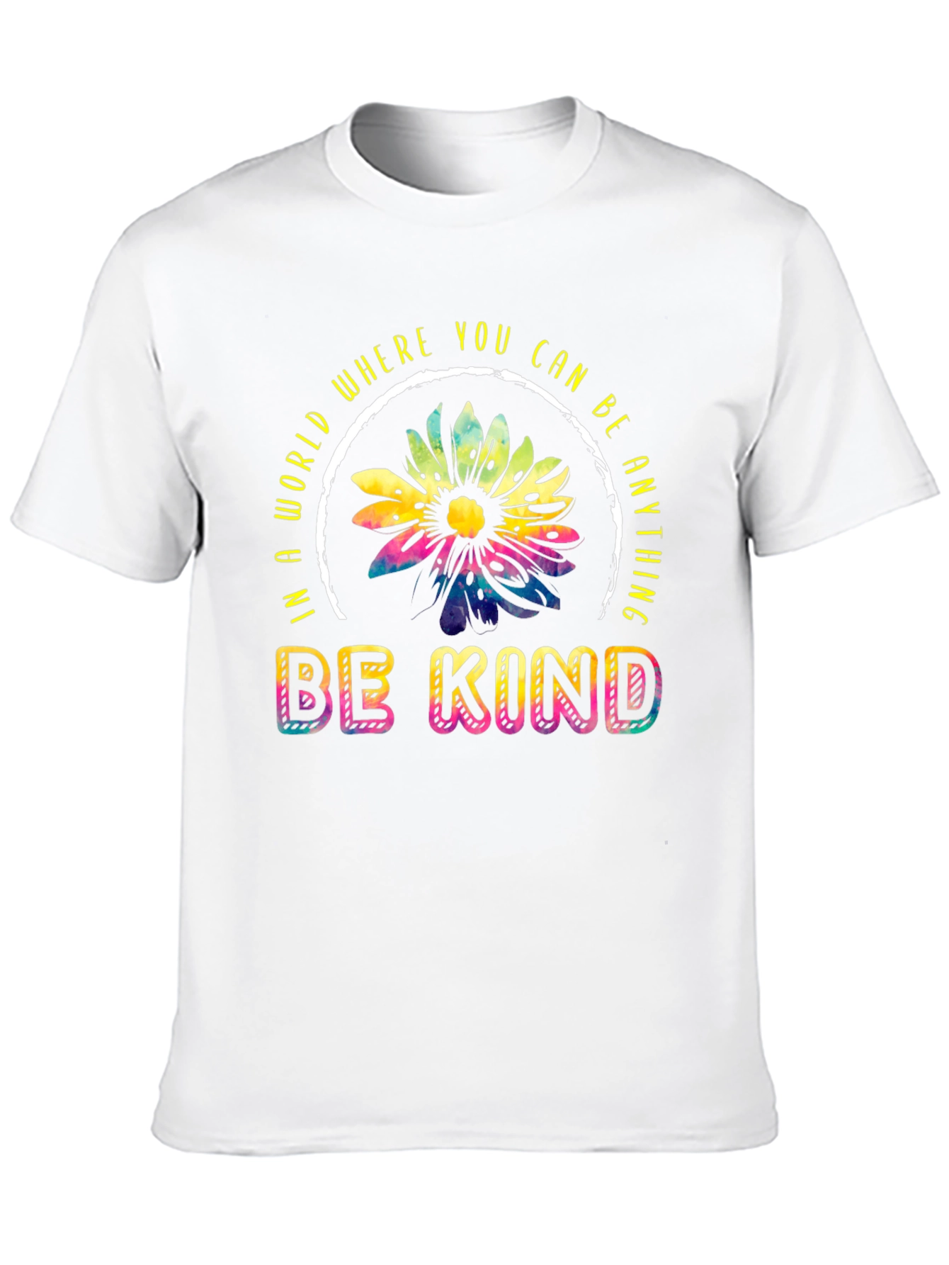 Be Kind T-Shirt - Rainbow Sunflower Design