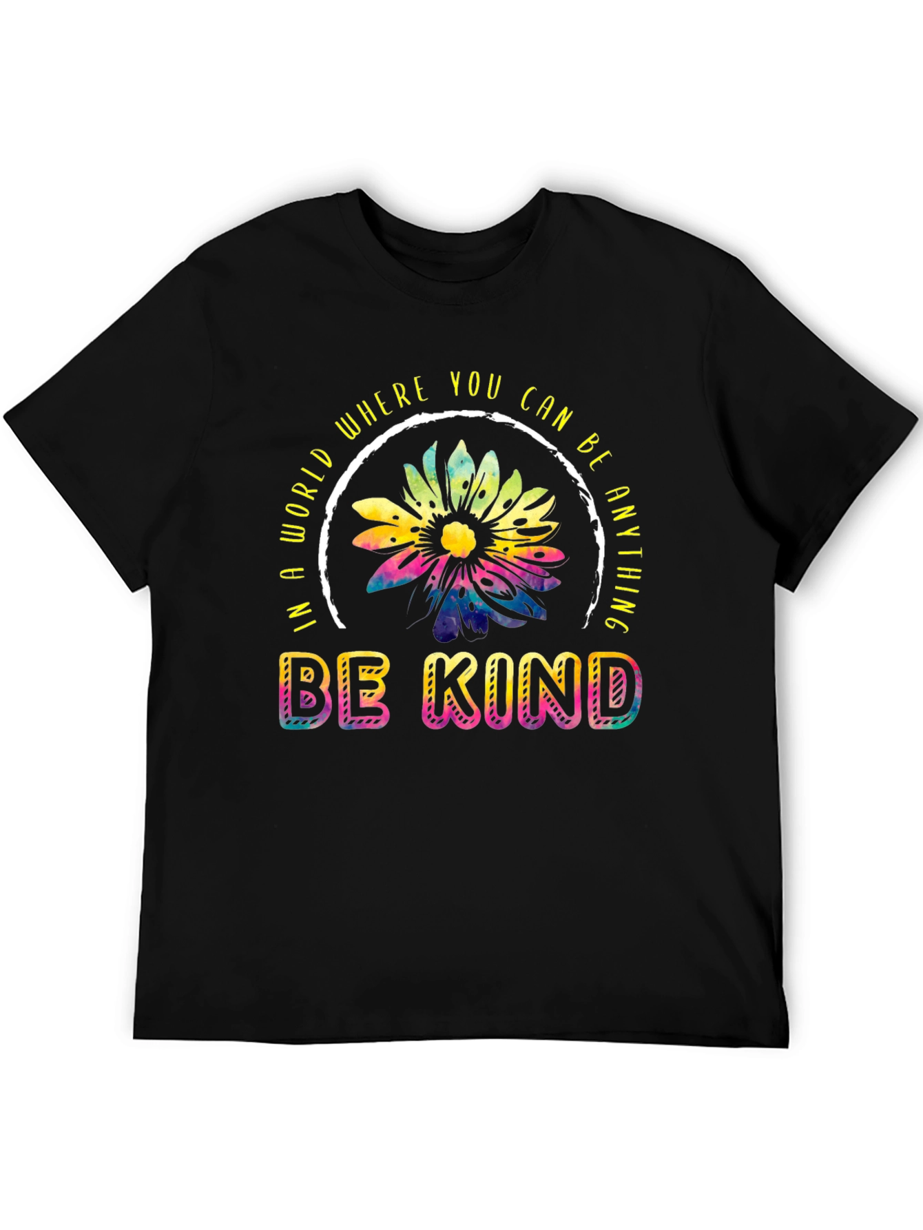 Be Kind T-Shirt - Rainbow Sunflower Design