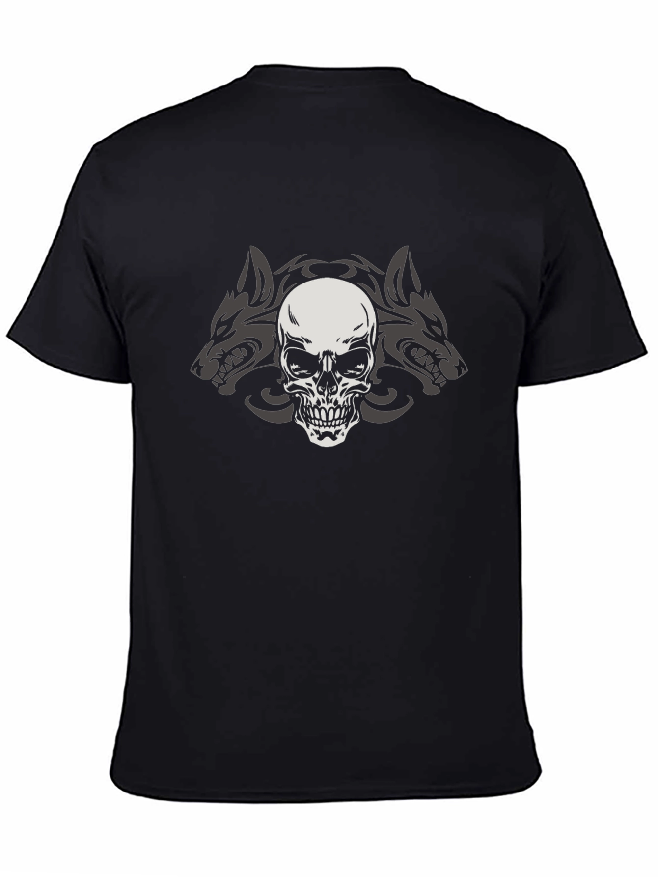 Skull Wolf Pack Graphic Tee - Mens Black T-Shirt
