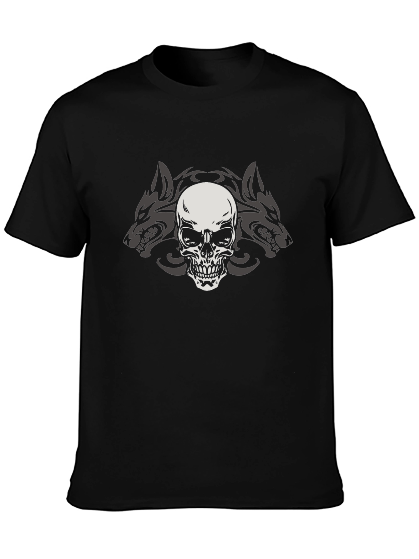 Skull Wolf Pack Graphic Tee - Mens Black T-Shirt