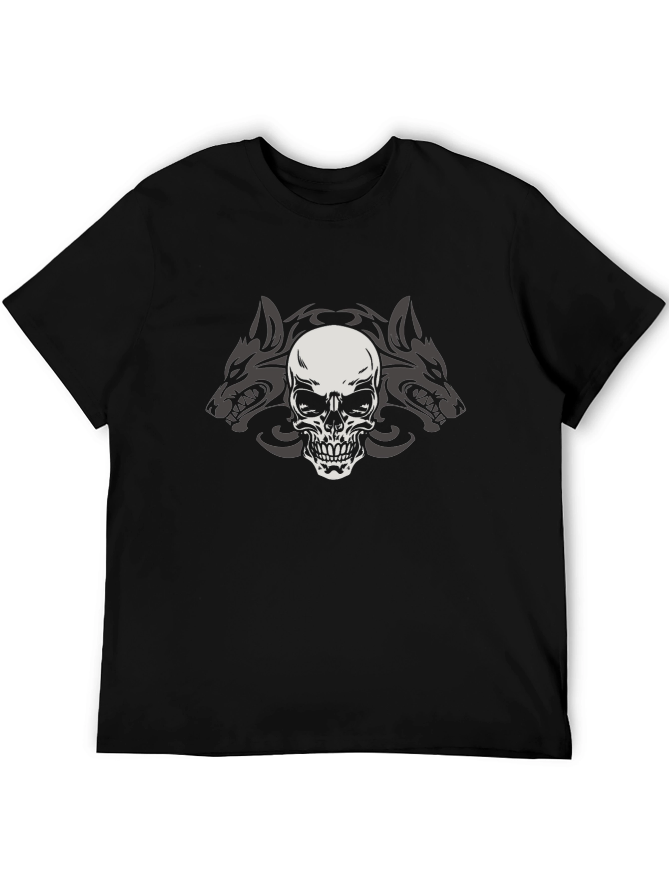 Skull Wolf Pack Graphic Tee - Mens Black T-Shirt