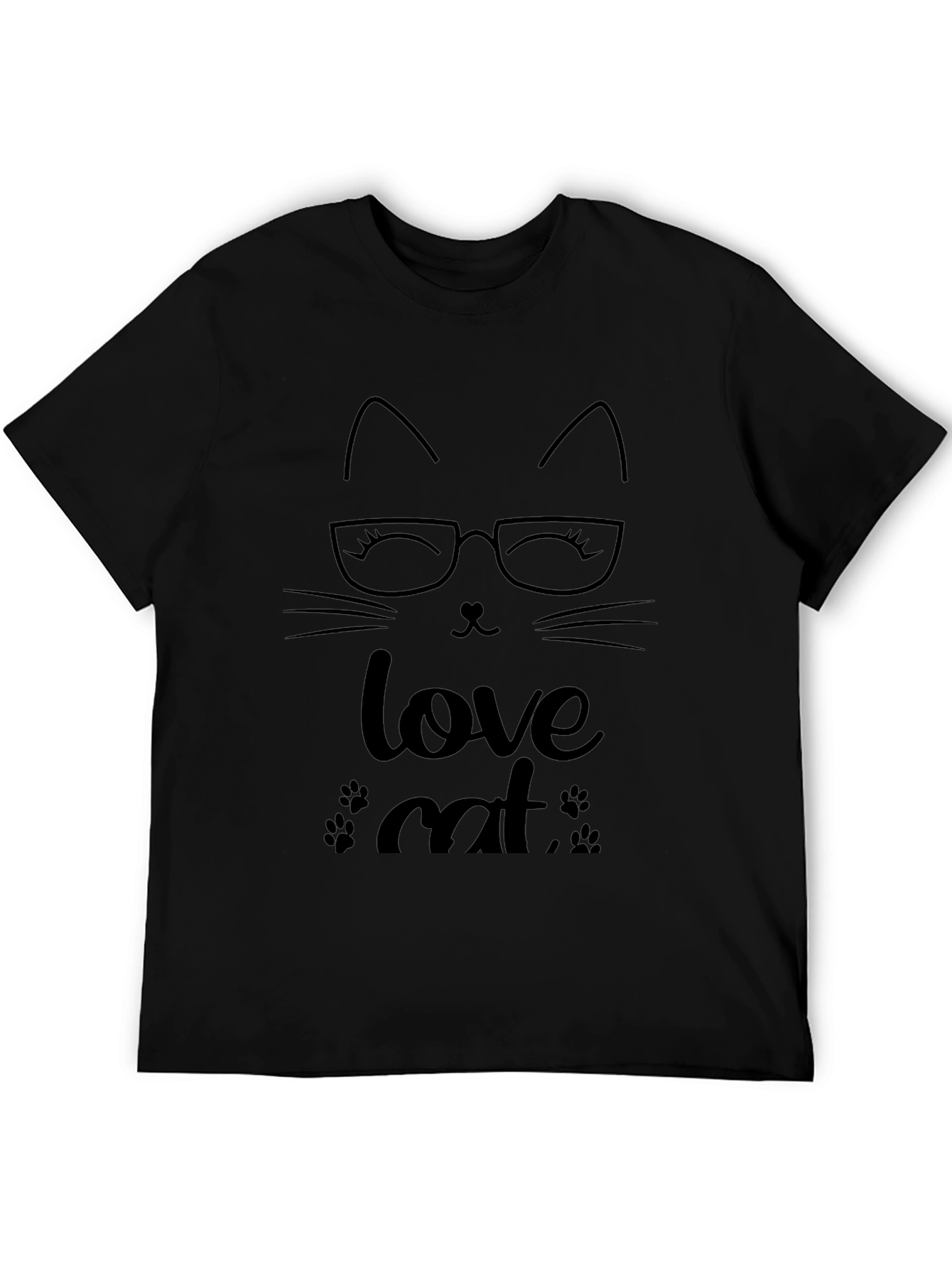 Love Cat Graphic Tee - Black