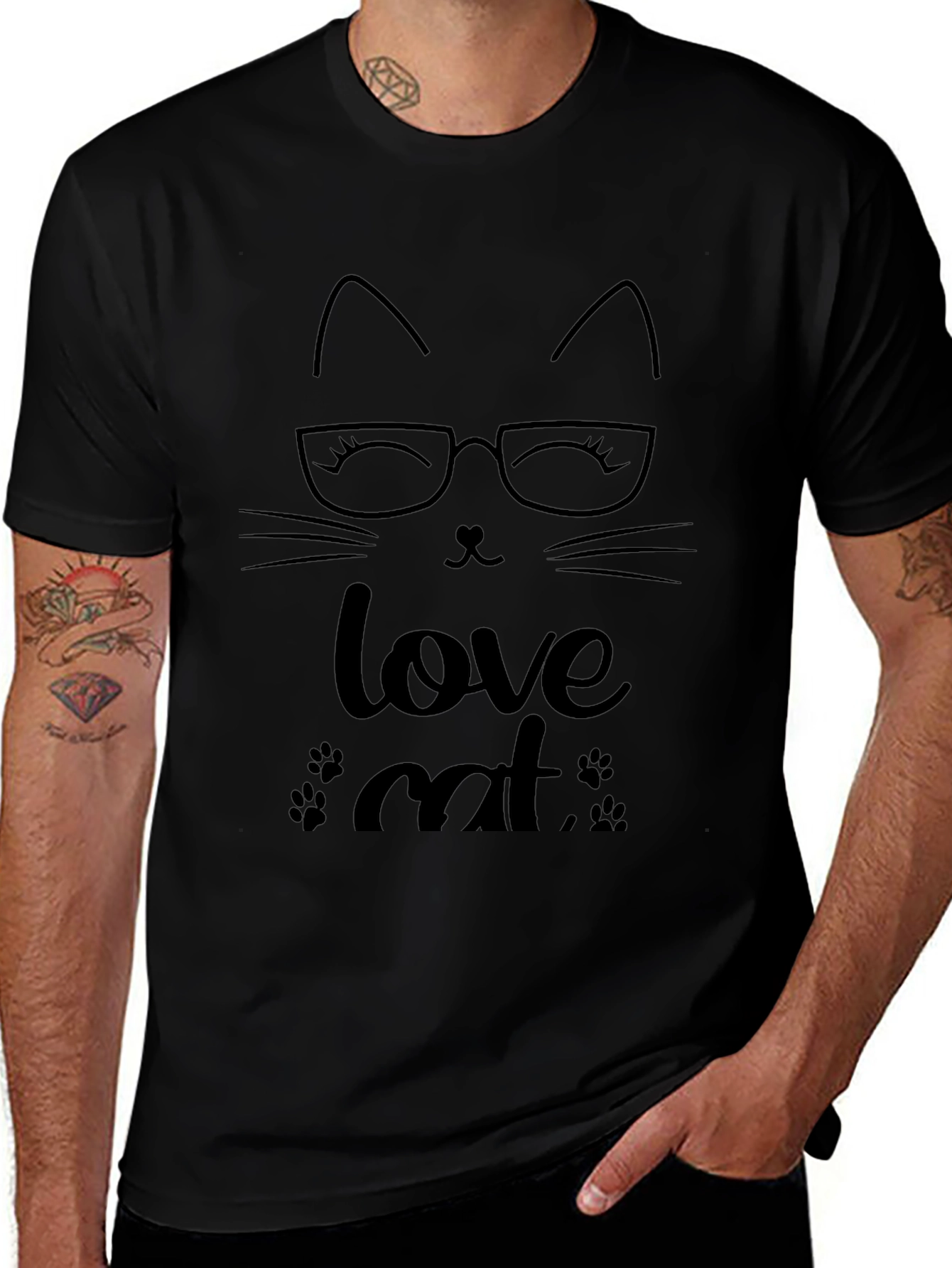 Love Cat Graphic Tee - Black