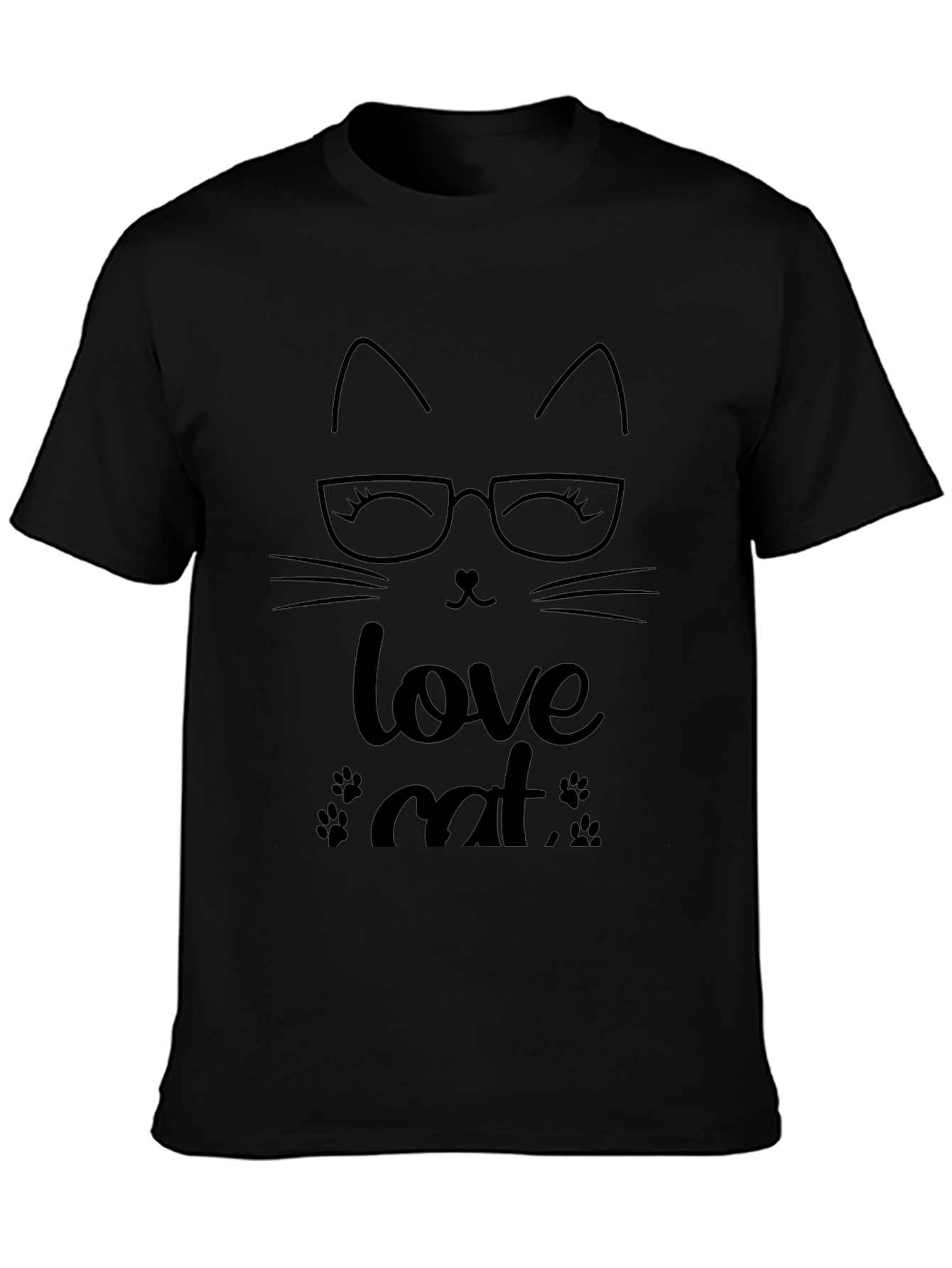 Love Cat Graphic Tee - Black
