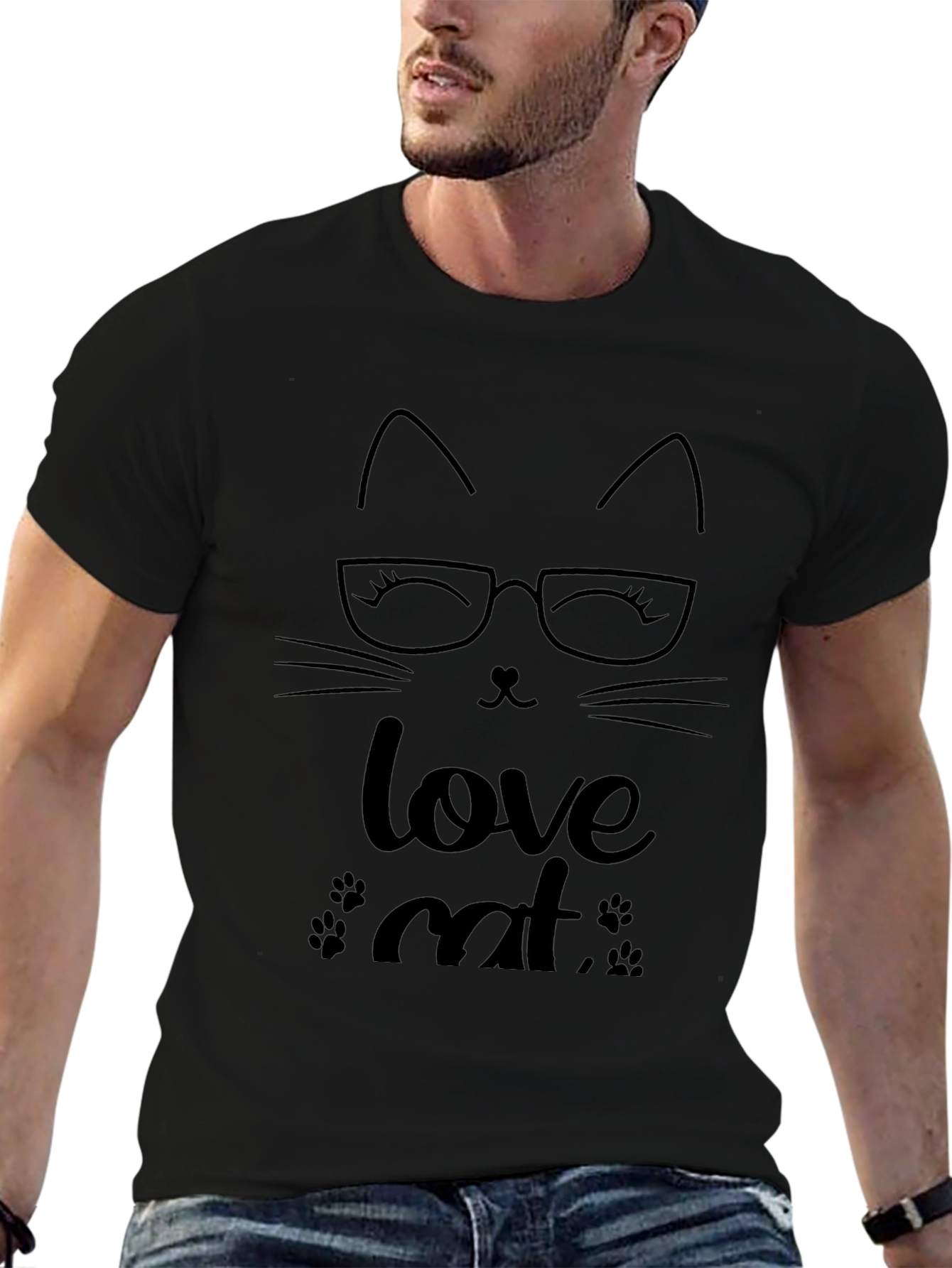 Love Cat Graphic Tee - Black