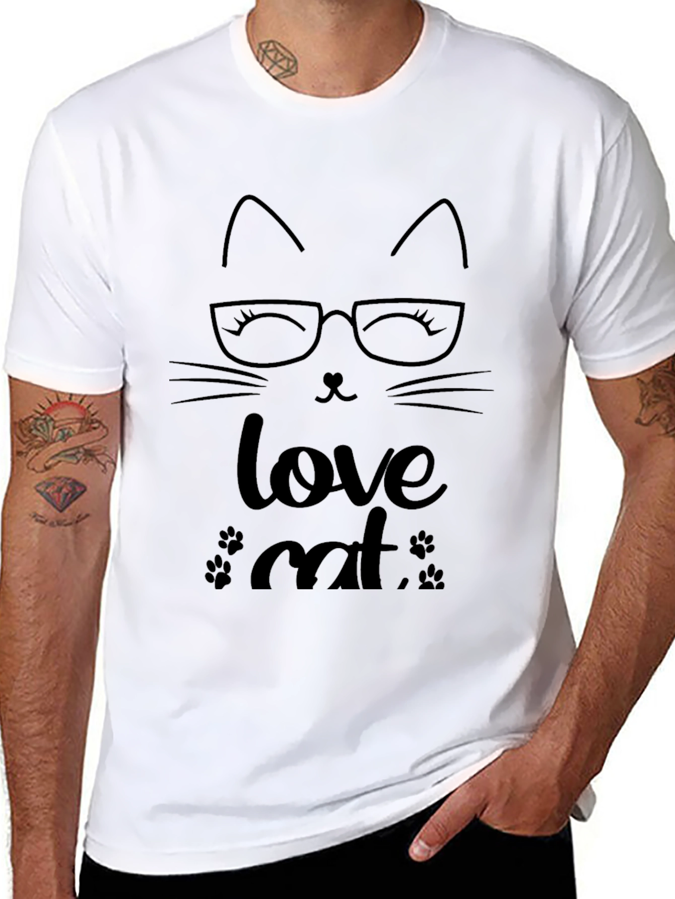 Love Cat Graphic Tee - Black