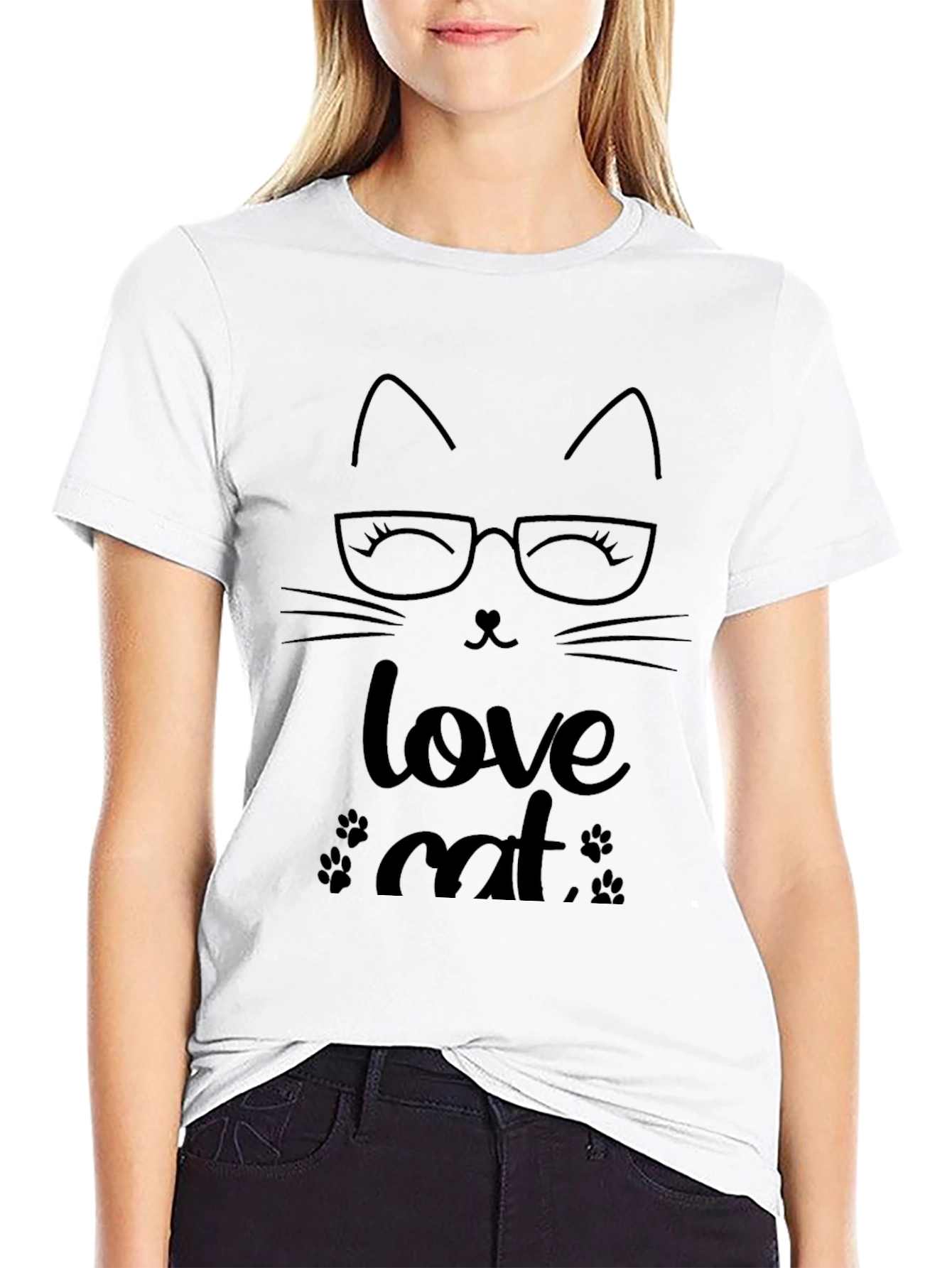 Love Cat Graphic Tee - Black