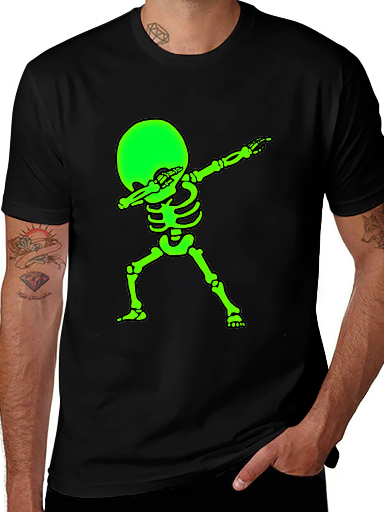 Glow Skeleton Dab T-Shirt - Black Tee