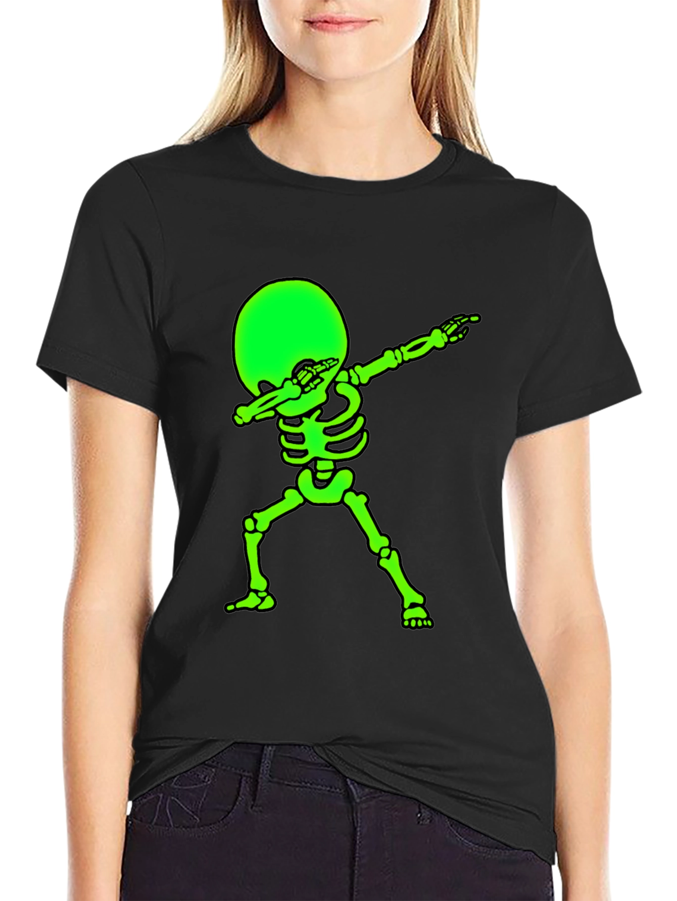 Glow Skeleton Dab T-Shirt - Black Tee