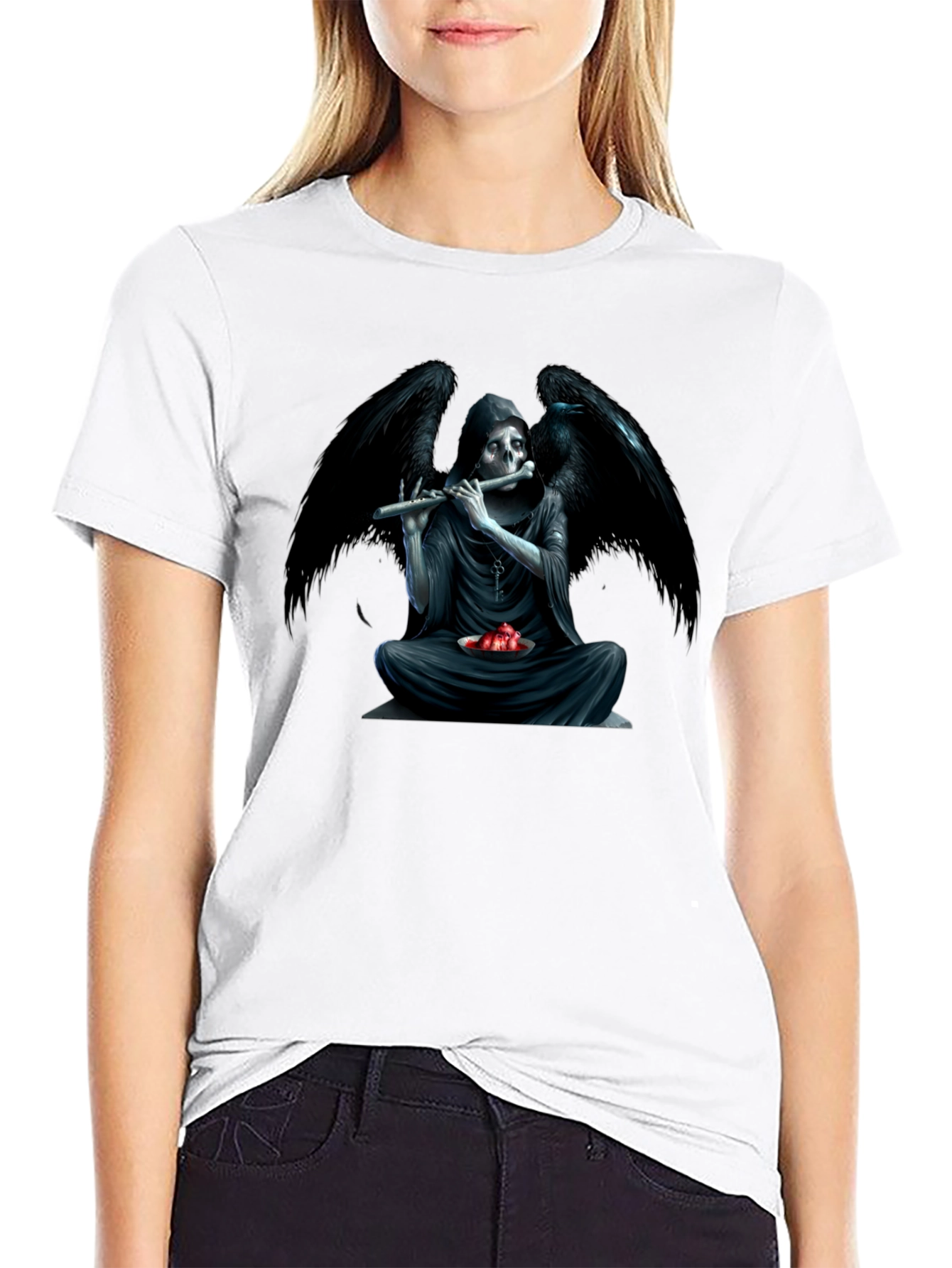 Grim Reaper Flute Graphic T-Shirt