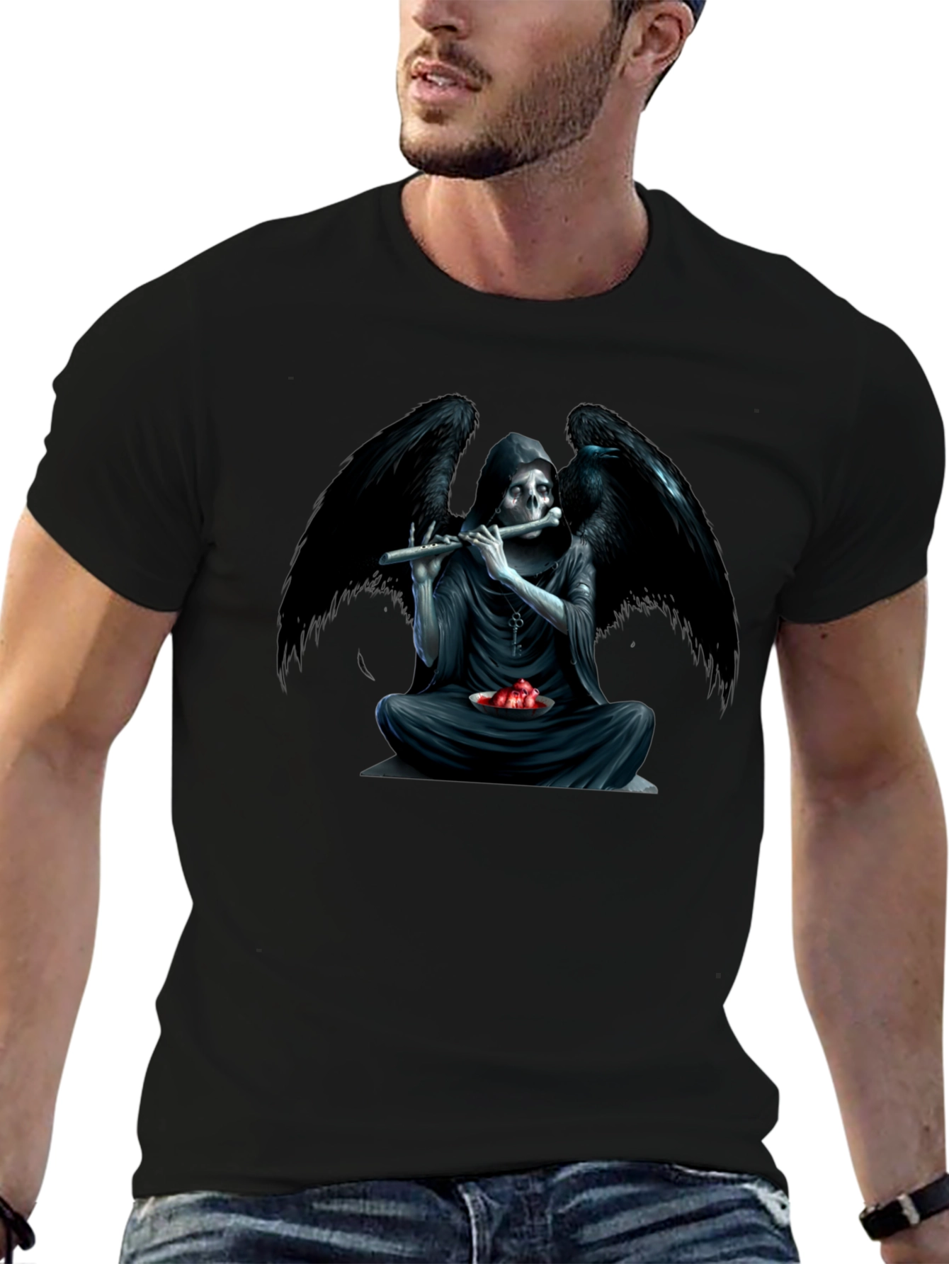 Grim Reaper Flute Graphic T-Shirt