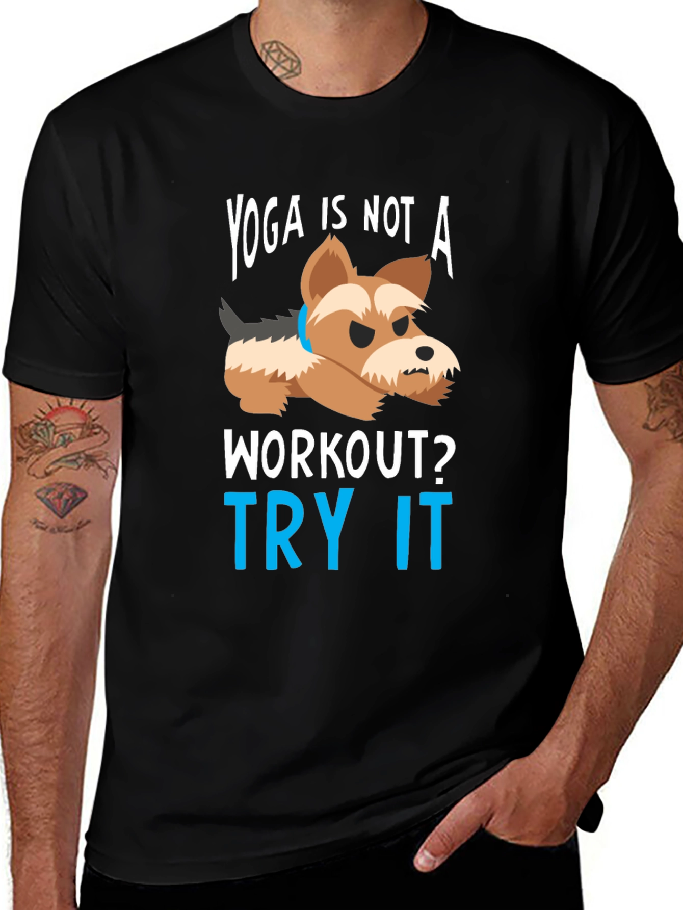 Yoga Is NOT a Workout T-Shirt – Funny Dog Yoga Graphic Tee