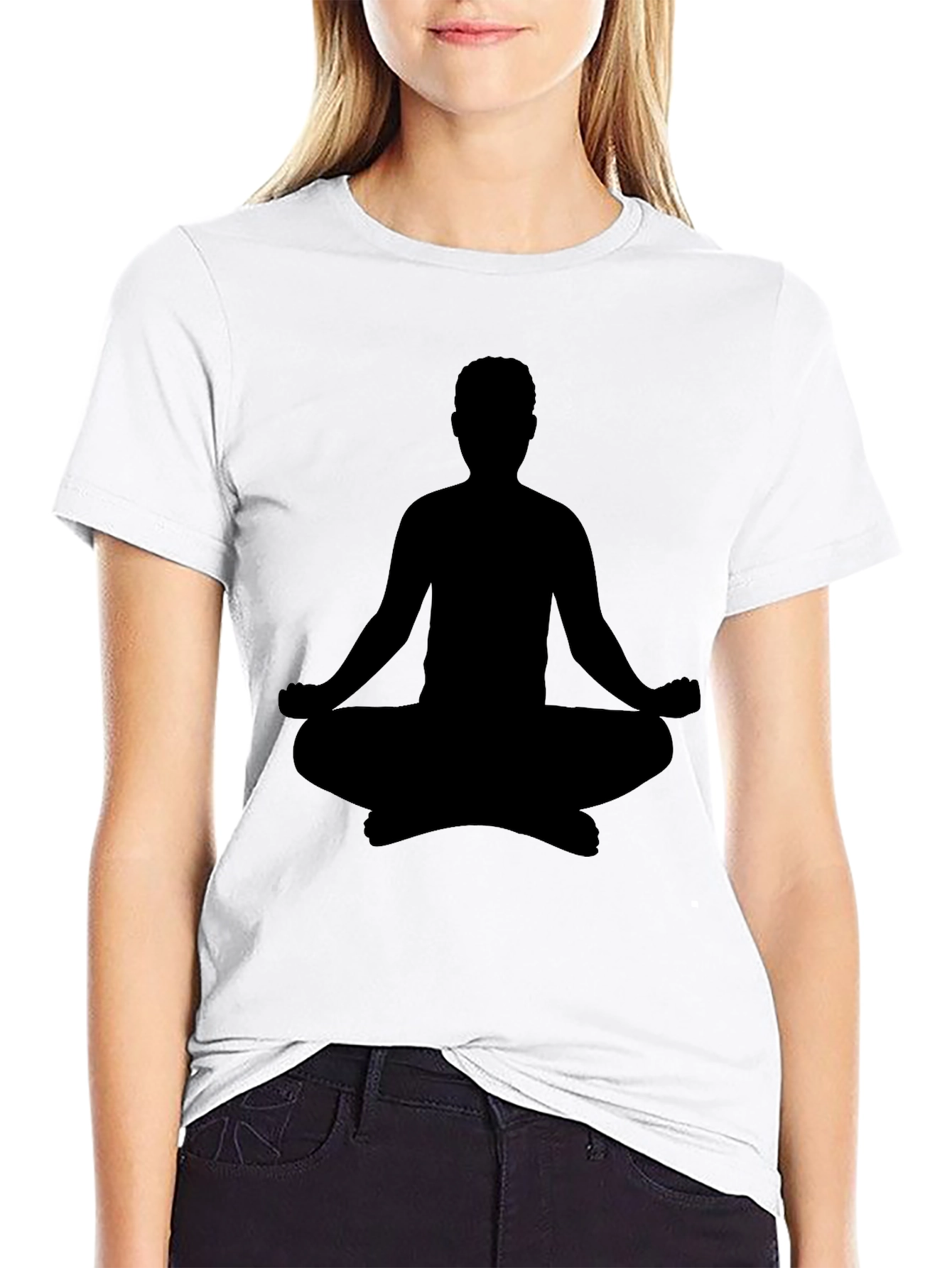 Mens Black Yoga Silhouette T-Shirt