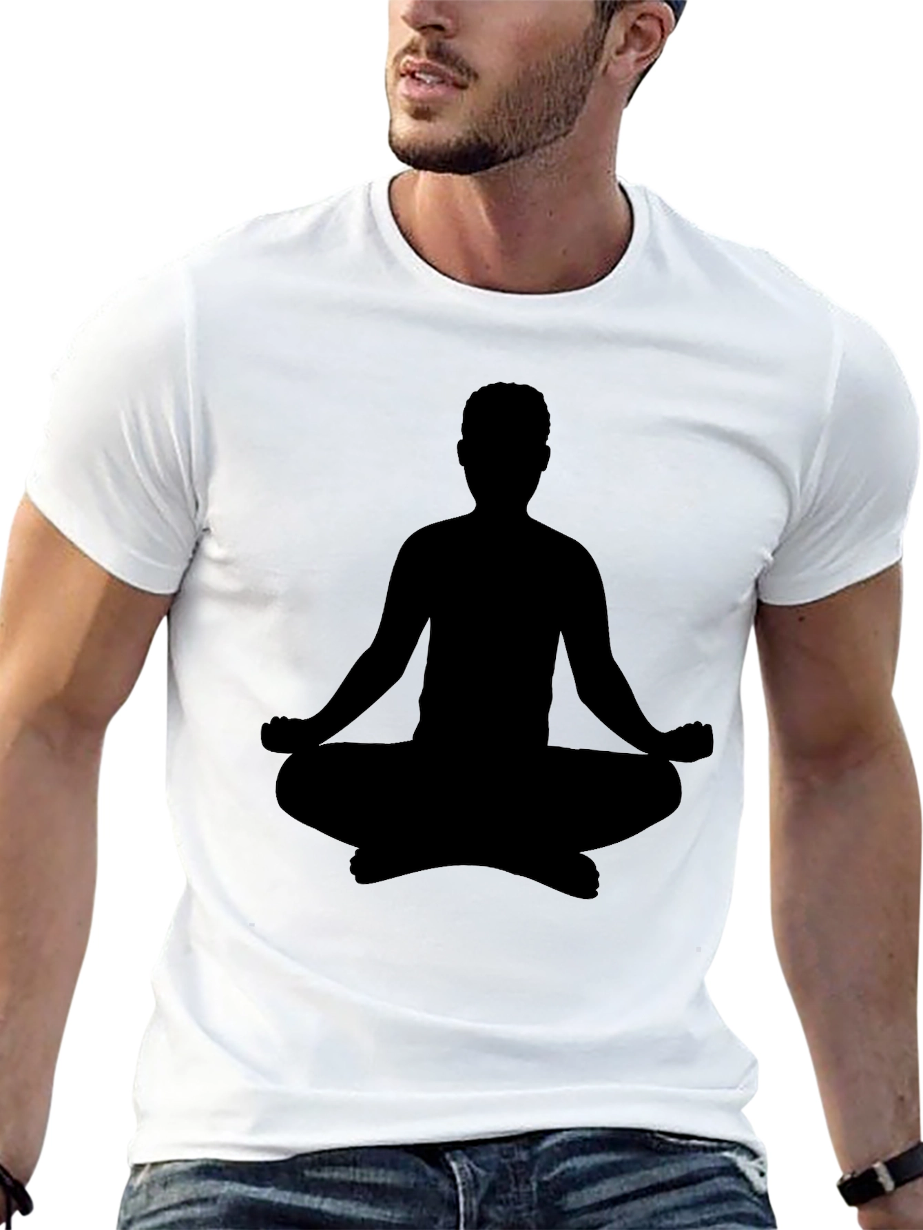 Mens Black Yoga Silhouette T-Shirt