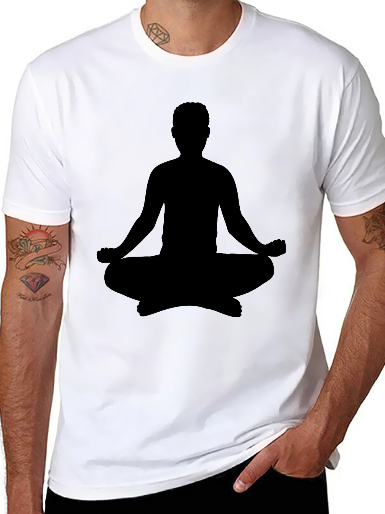 Mens Black Yoga Silhouette T-Shirt
