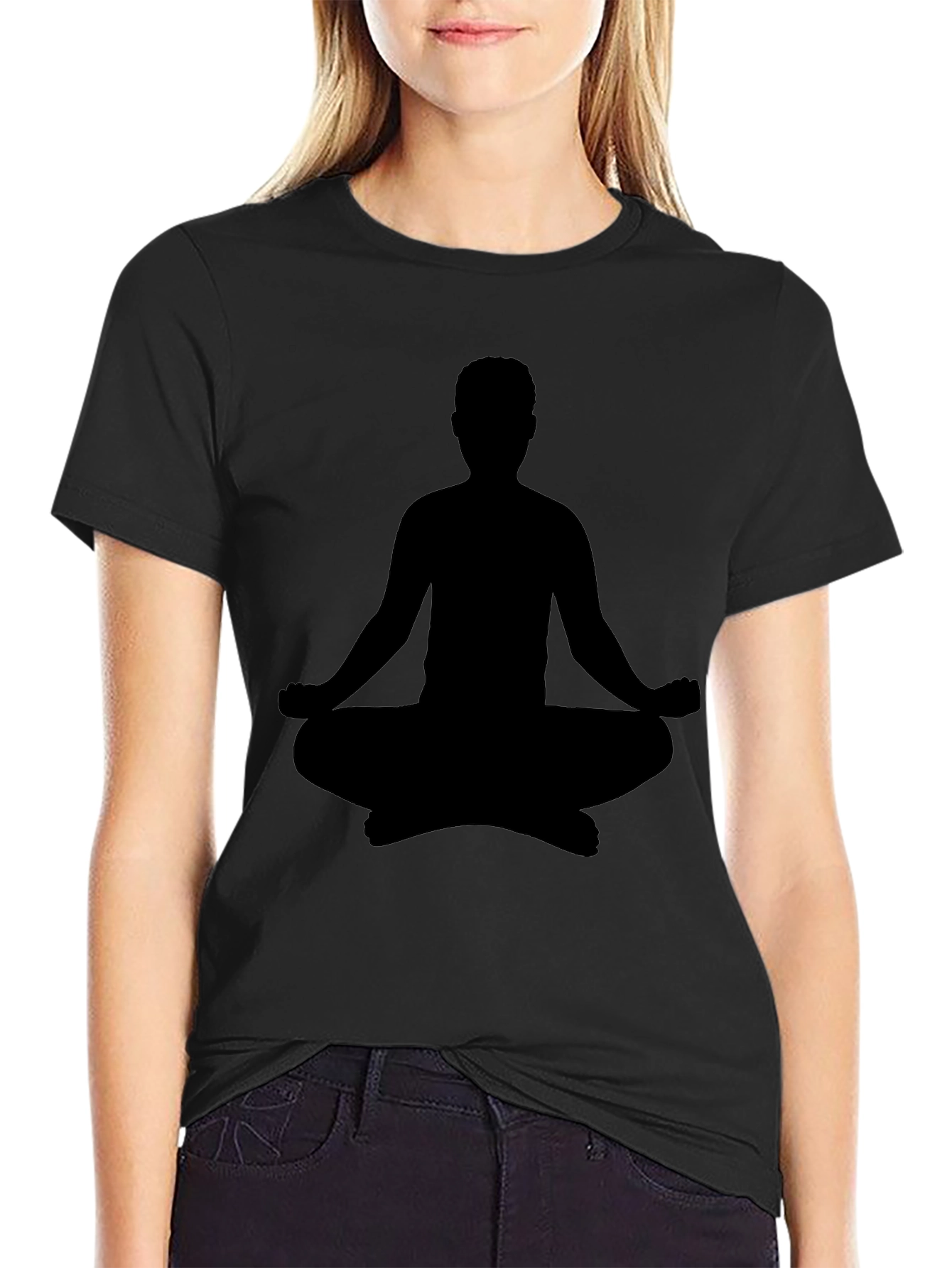 Mens Black Yoga Silhouette T-Shirt
