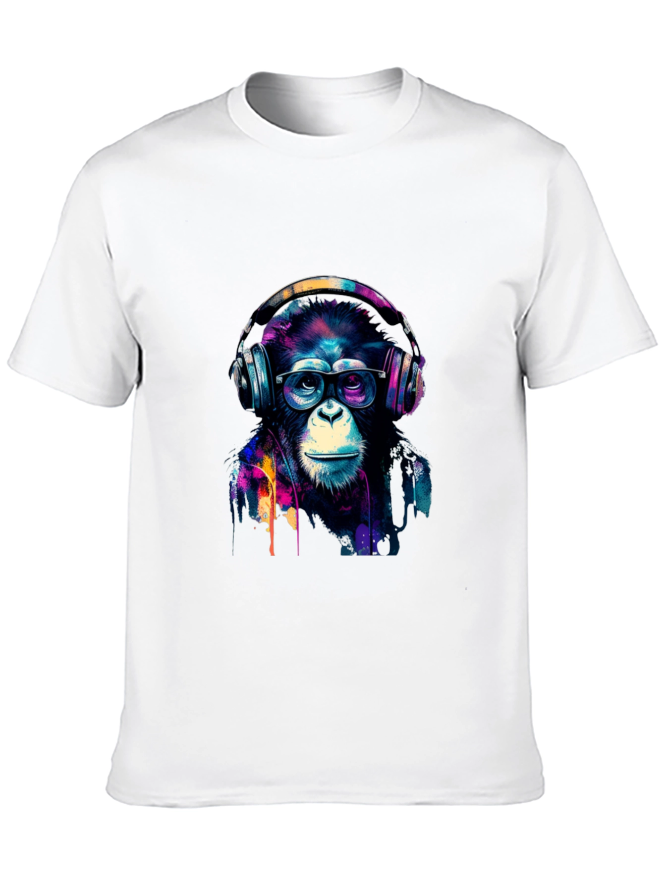 Cool Monkey Headphone Graphic Black T-Shirt