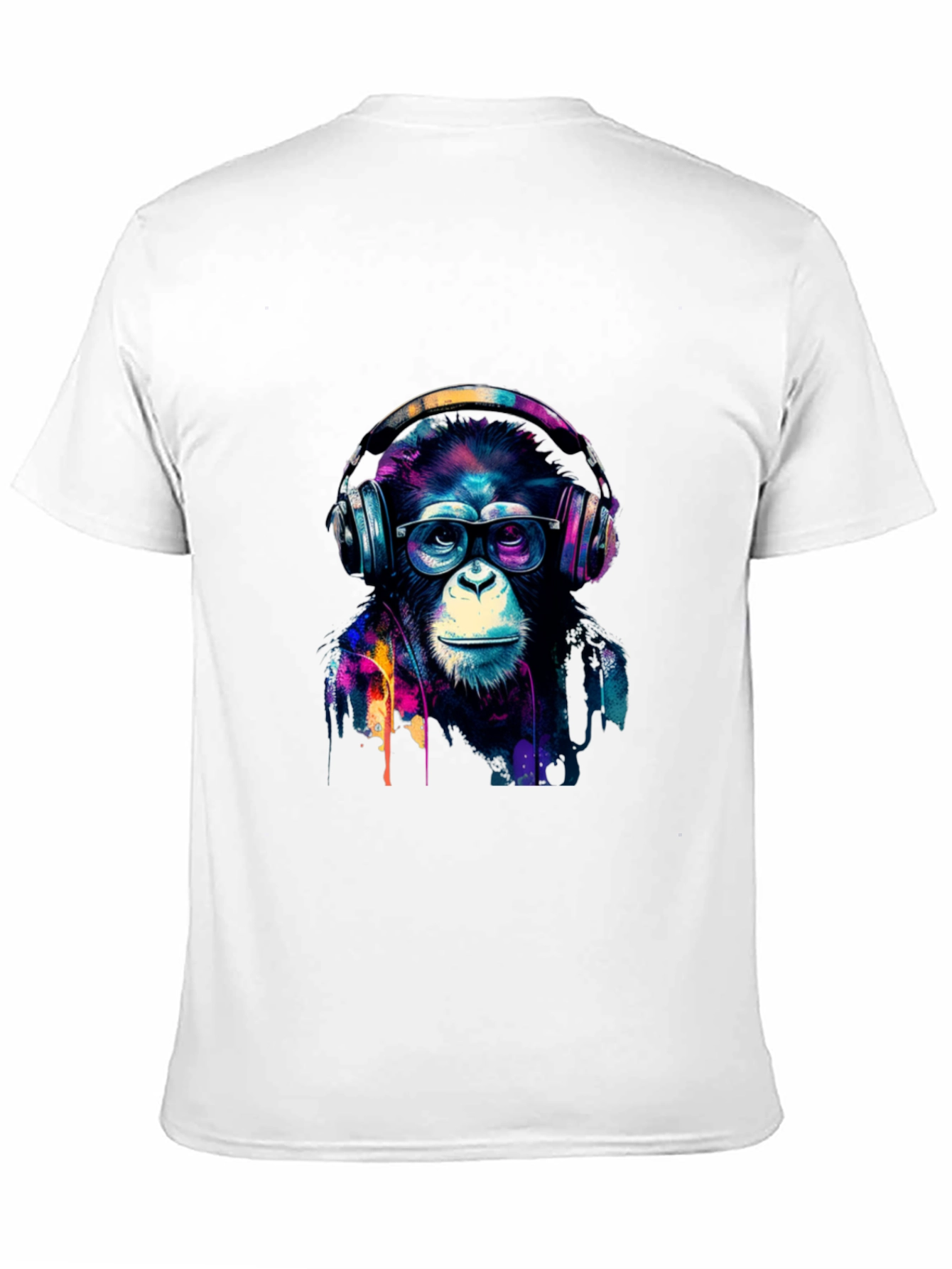 Cool Monkey Headphone Graphic Black T-Shirt