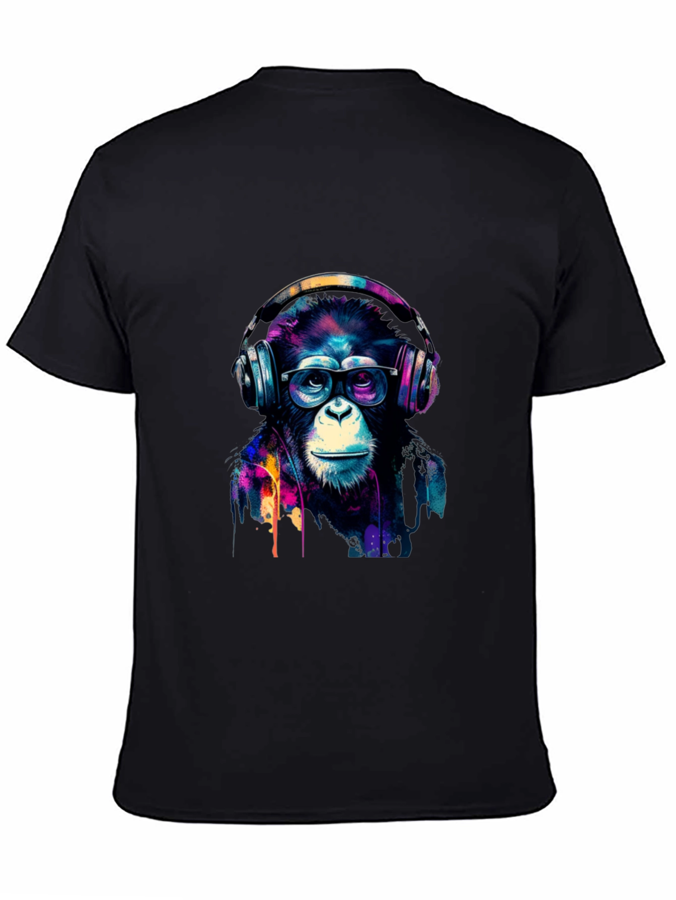 Cool Monkey Headphone Graphic Black T-Shirt
