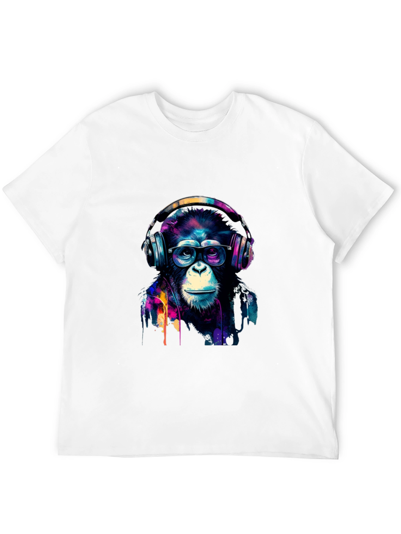 Cool Monkey Headphone Graphic Black T-Shirt