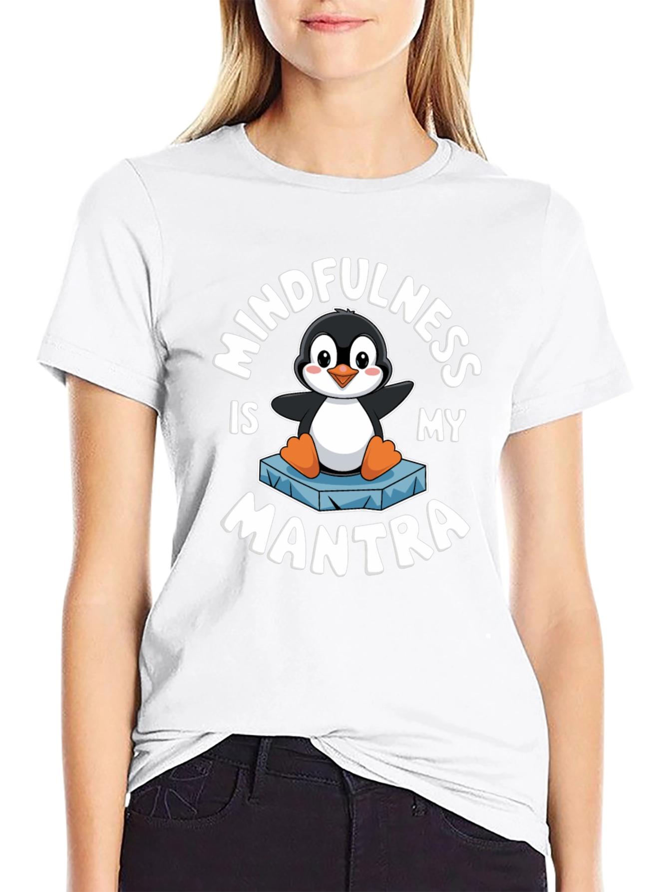 Mindfulness is My Mantra Penguin Graphic T-Shirt