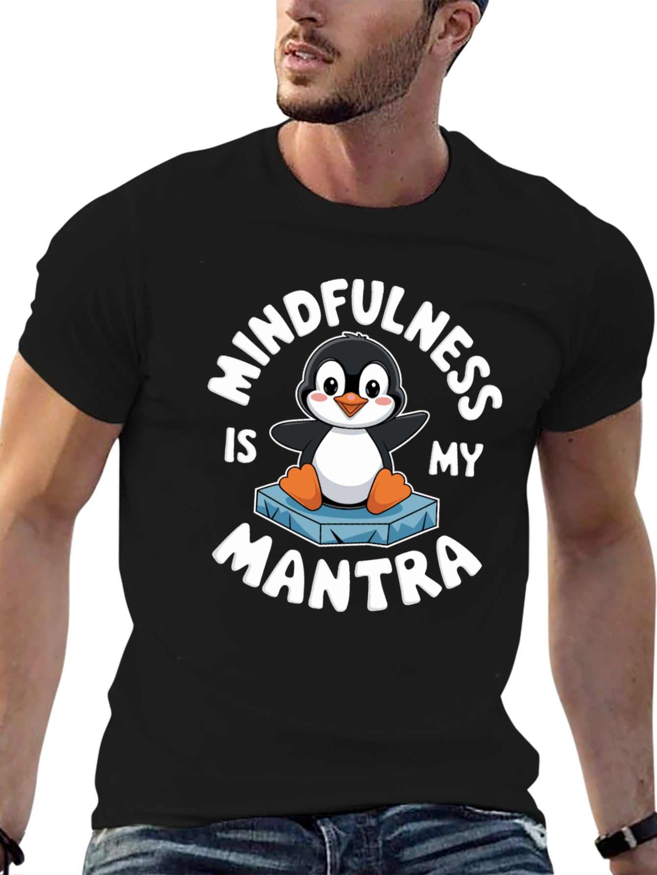 Mindfulness is My Mantra Penguin Graphic T-Shirt
