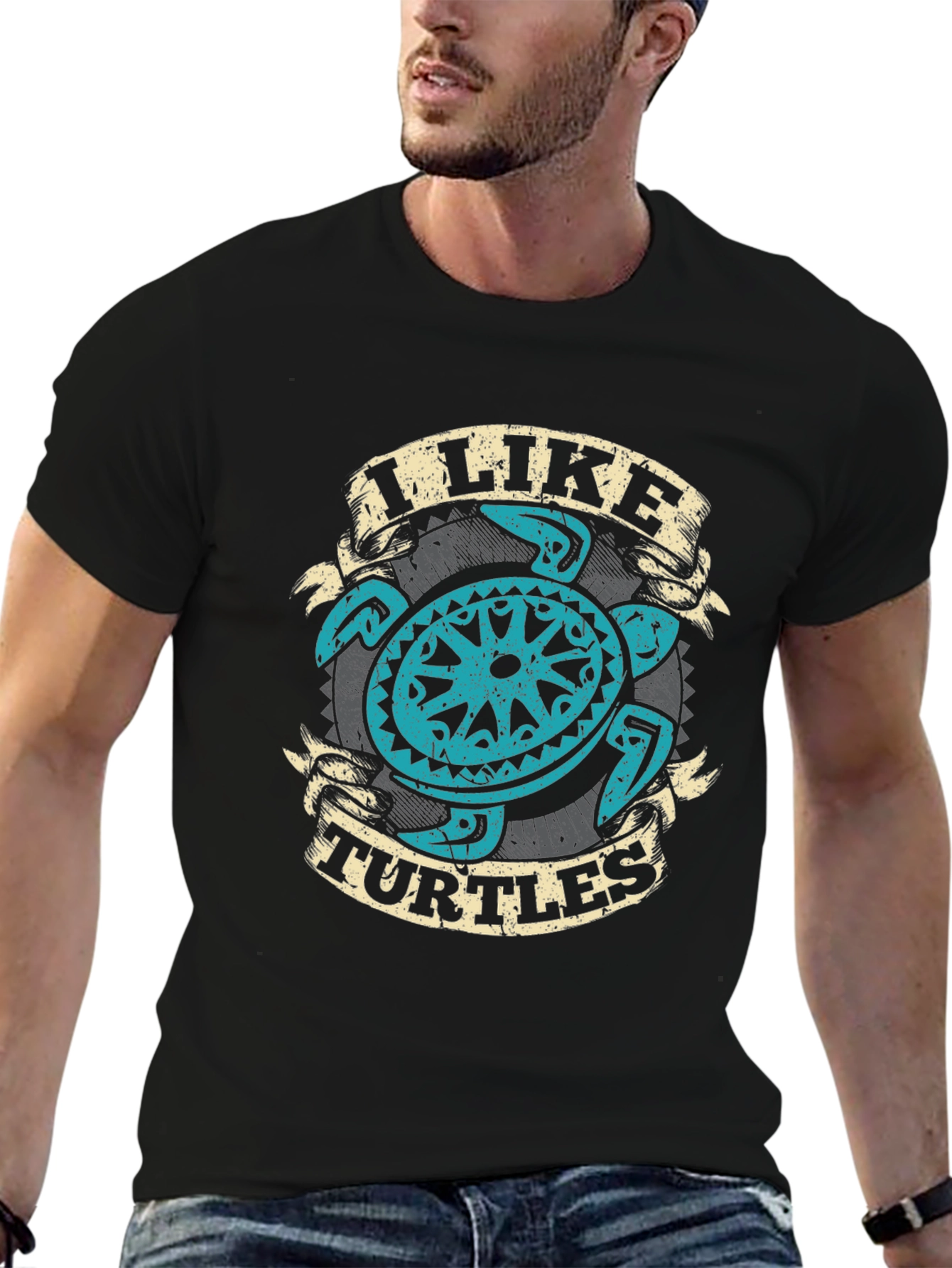 I Like Turtles Graphic Tee - Cool Turtle Design